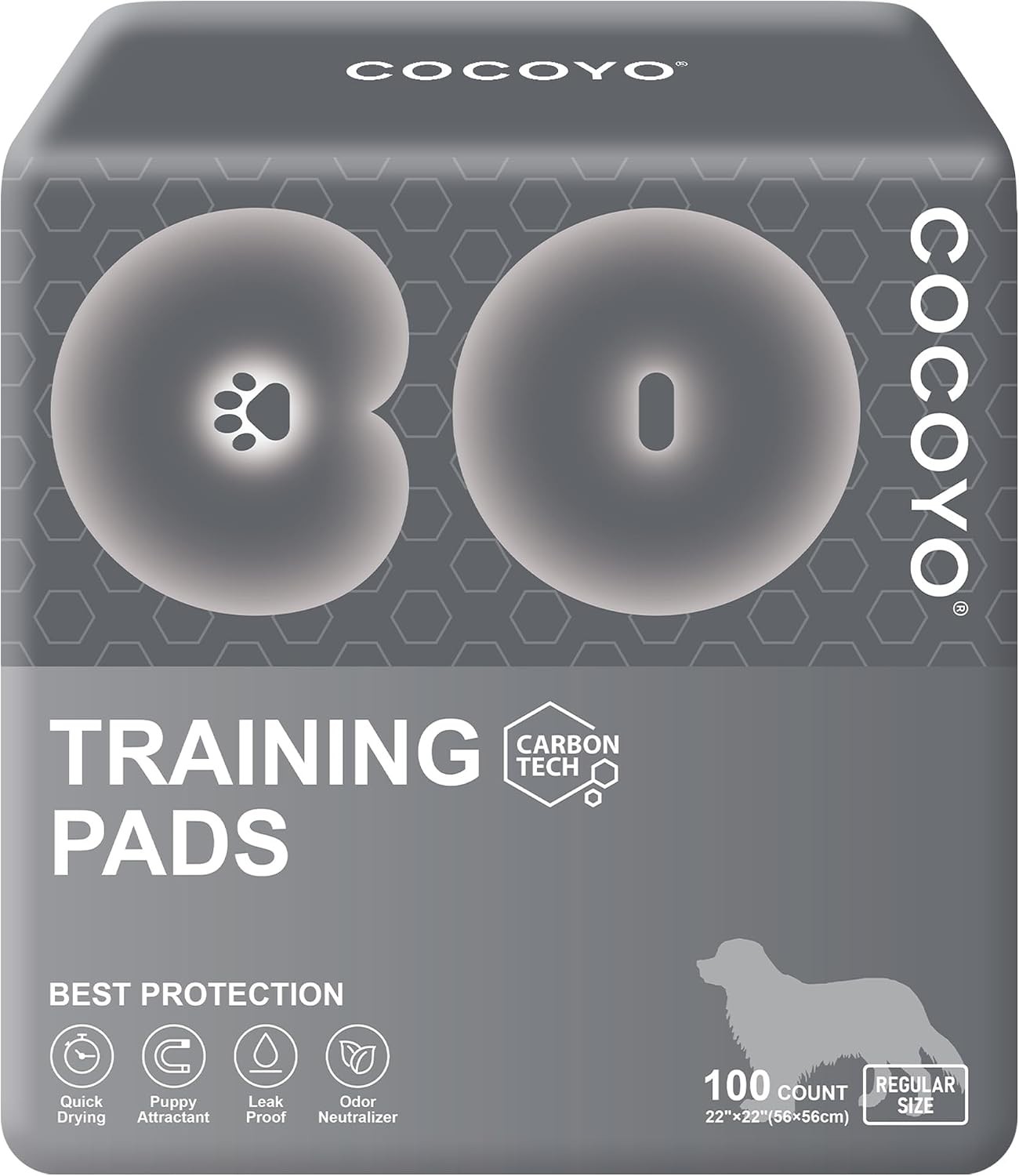 COCOYO Charcoal Dog Training Pads 100 Count 22×22 Leak Proof Odor Control Gray