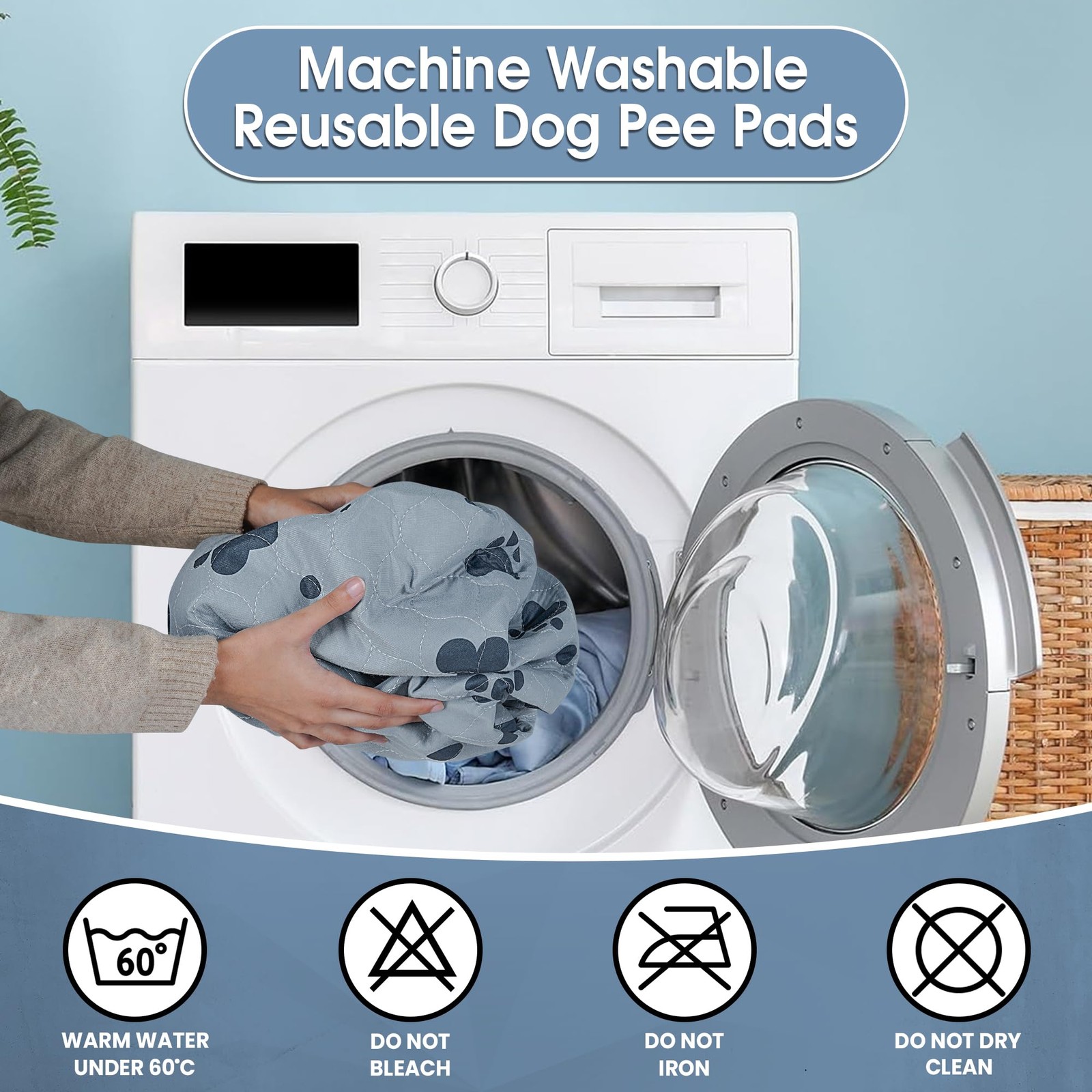 Washable Pee Pads for Dogs 36” x 41” Heavy Absorbent Non-Slip – Indoor
