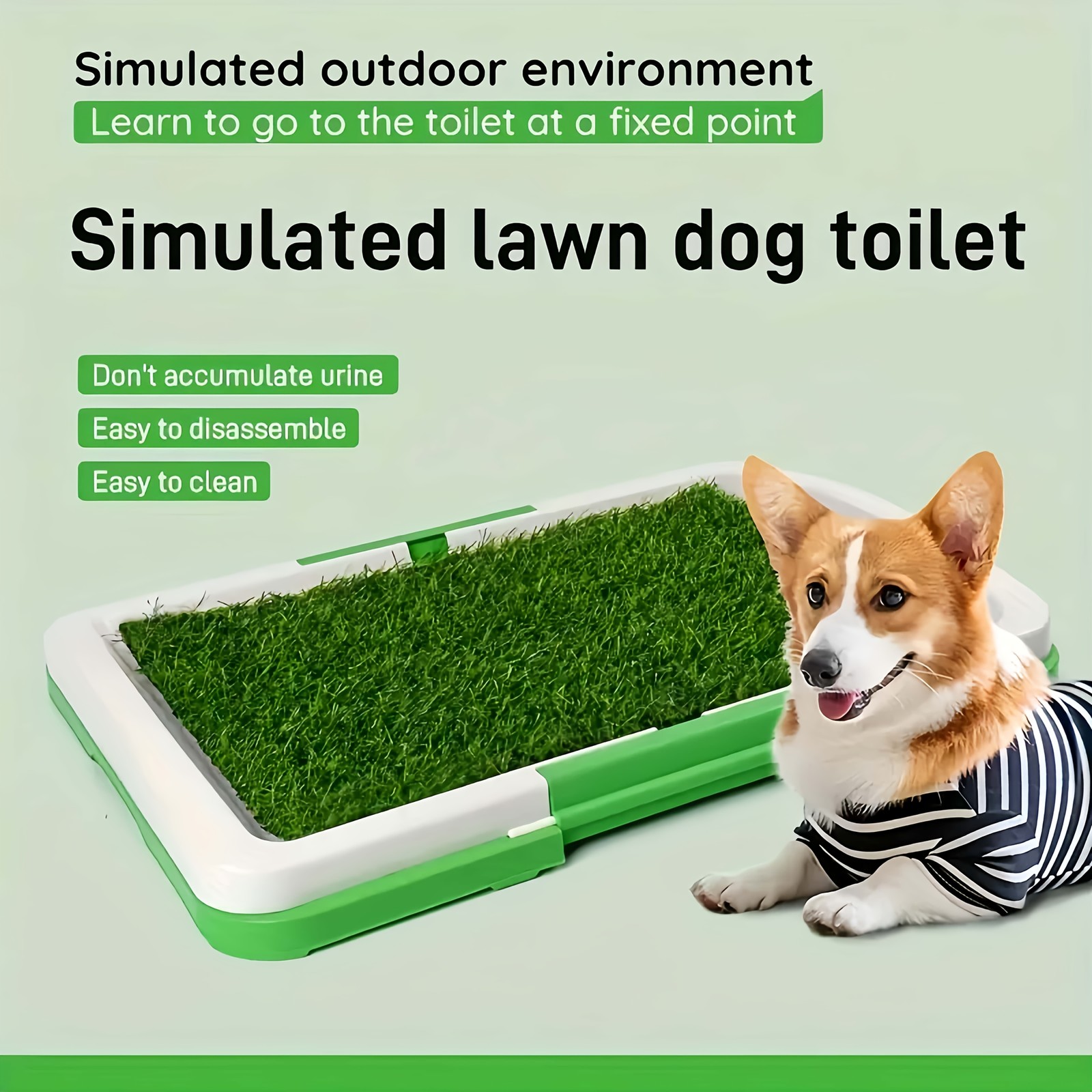 Dog Potty Training Mat with Artificial Grass, Non-slip Pet Toilet