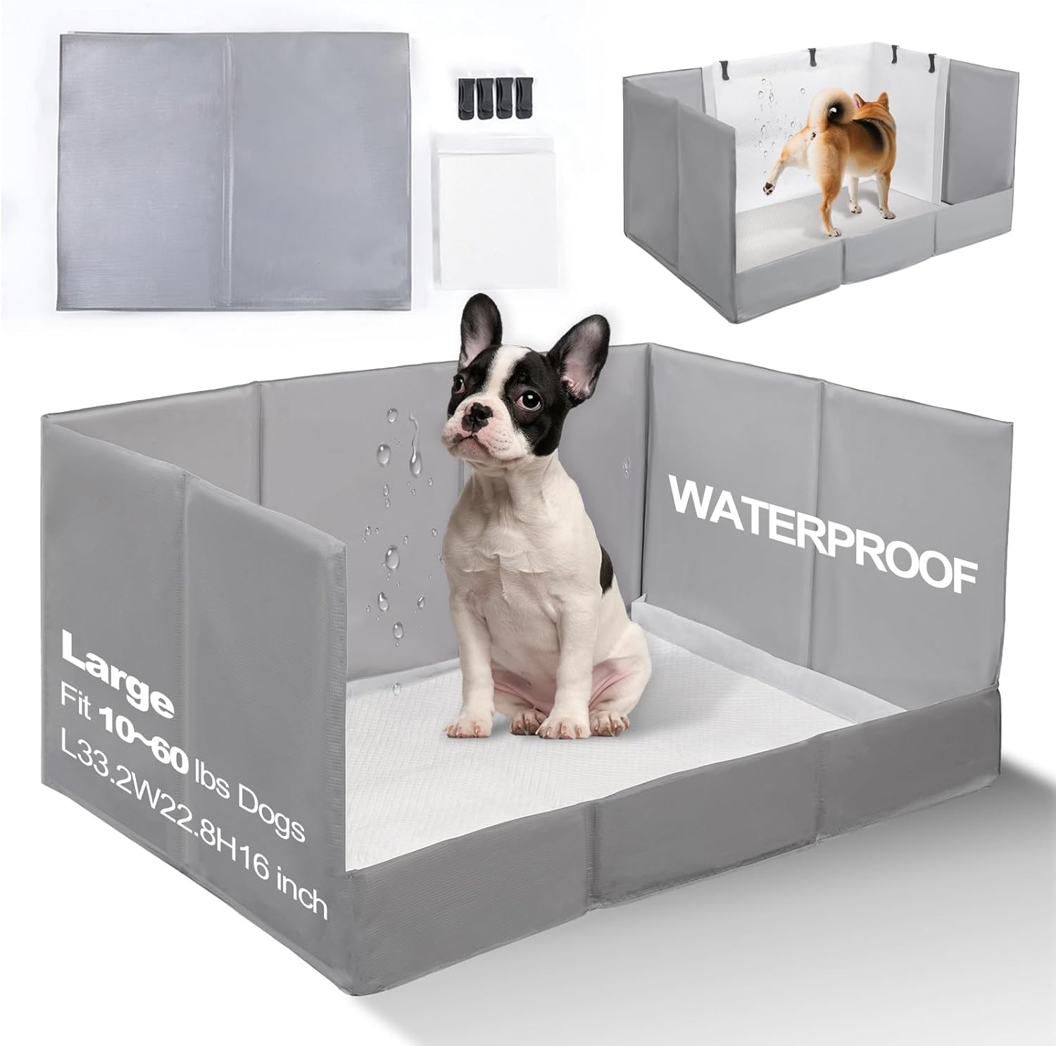 Dog Litter Box Pee Pad Holder Foldable Litter Box Indoor Dog Potty Tray Puppy