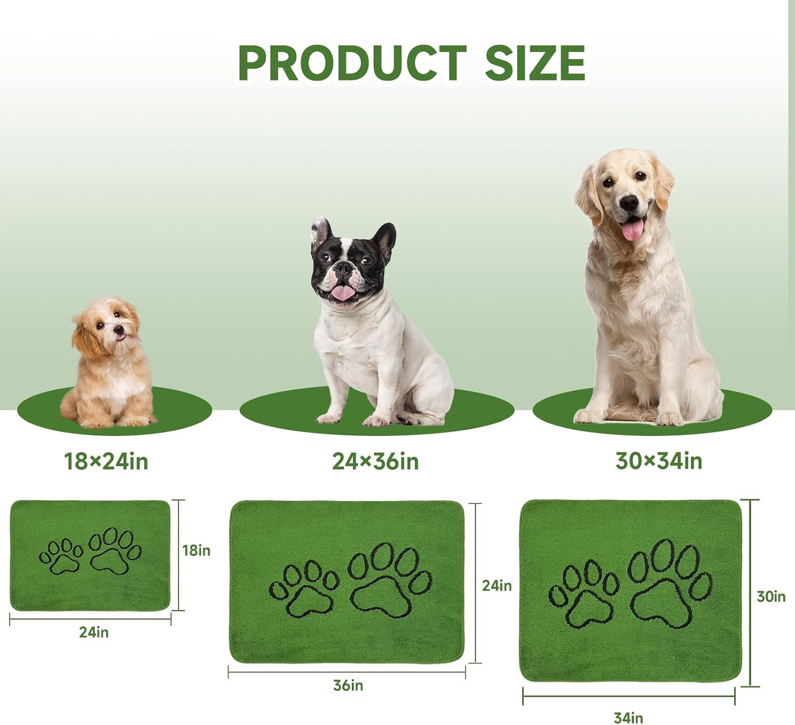 Washable Dog Pee Pads, Reusable Puppy Pads, 18×24 Inches, Green, Leak-Proof