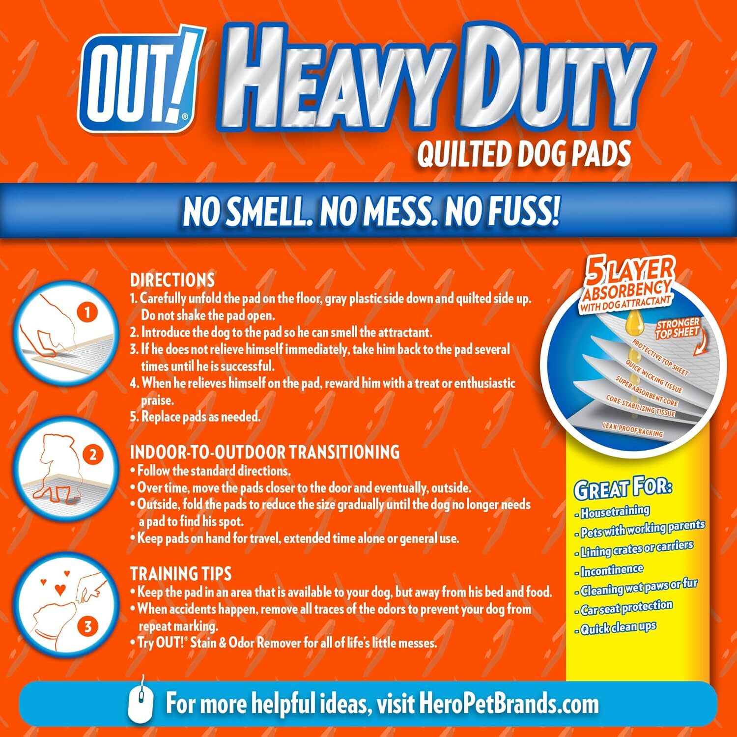 OUT! Heavy Duty XXL Dog Pads | Absorbent Pet Training and Puppy Pads | 30 Pads