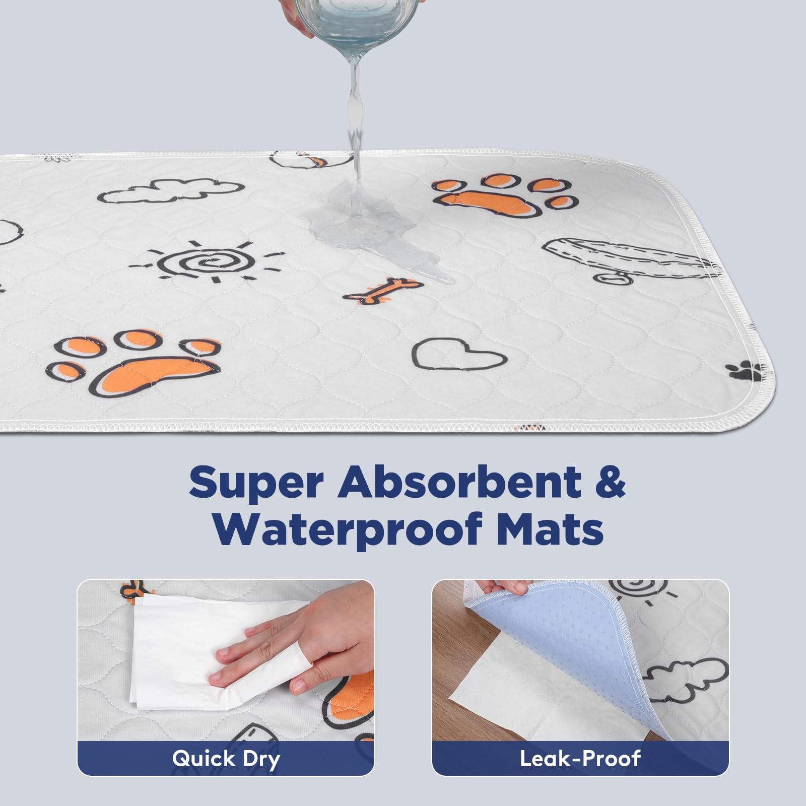 Washable Pee Pads for Dogs 2 Pack Large 41×41 Super Absorbent Reusable Pad