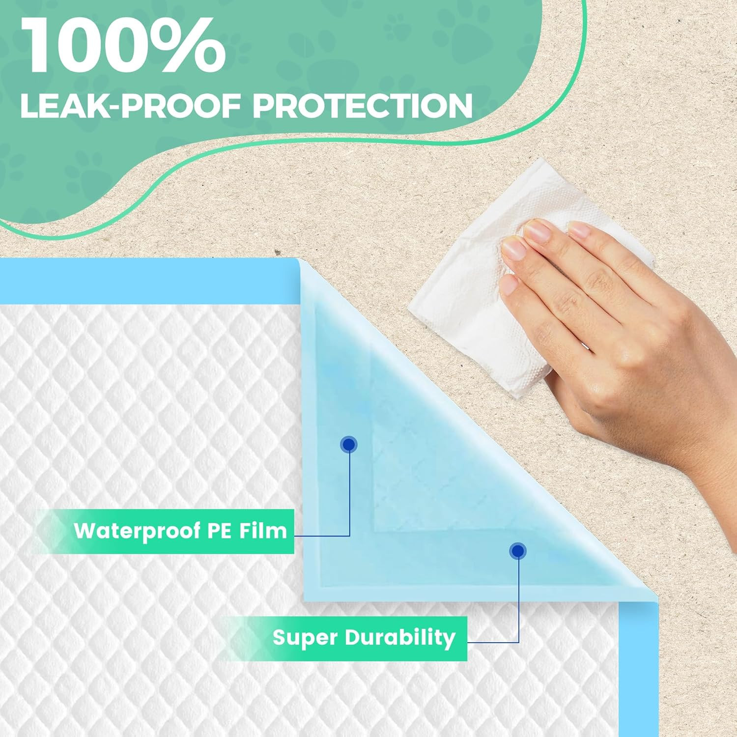 50 Count Dog Pee Pads Extra Large- 28″ X 34″, Super Absorbent Leak-Proof XL Pupp