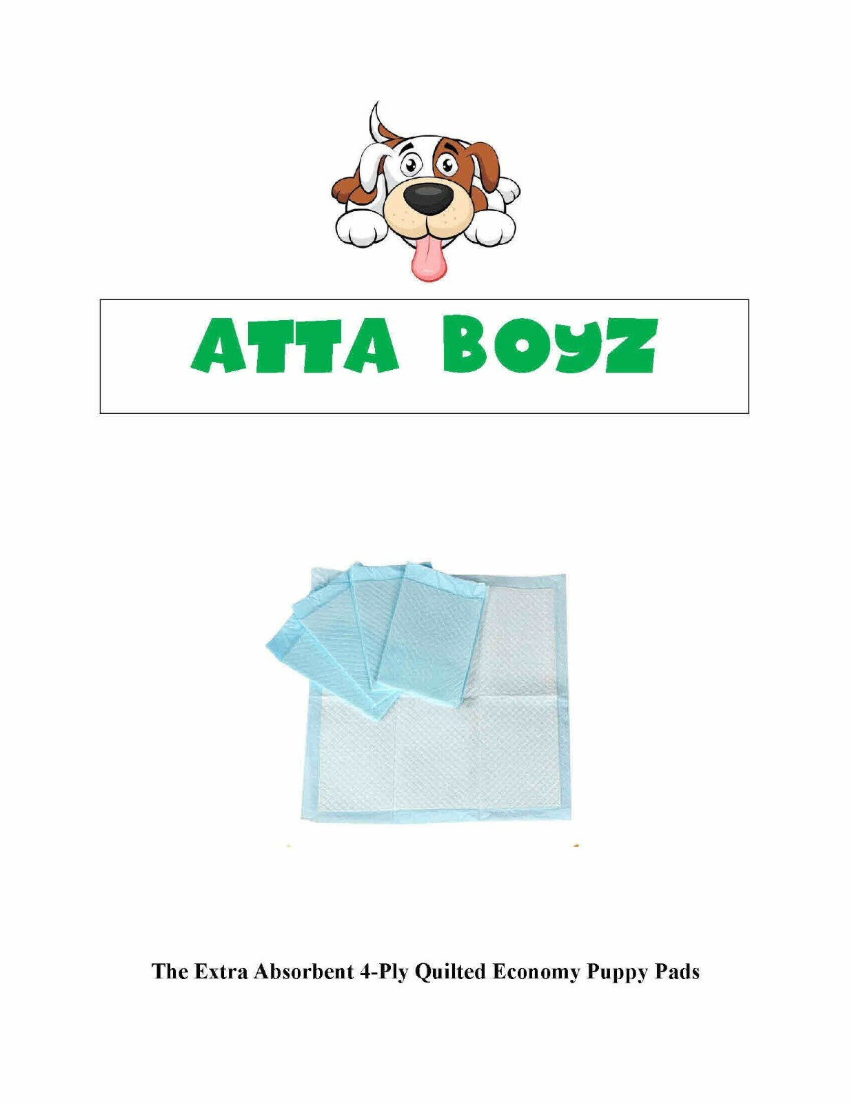 300ct 23×36 Atta Boyz Econo Quilt Xtra Absorb Puppy Training Piddle Pads 4ply