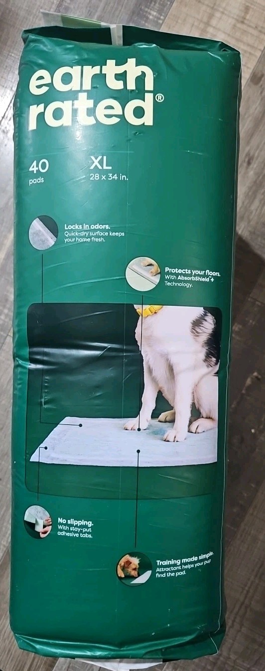 Earth Rated|Max Absorbency Puppy Pee Pads|Unscented|XL|28″X34″|40 Count|025