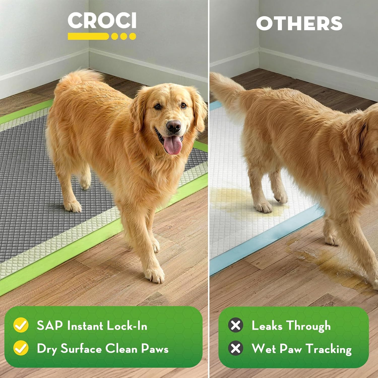 Pee Pads for Dogs, 30″X36″ XXL Puppy Pads, 2X Odor-Control with Charcoal & Bambo