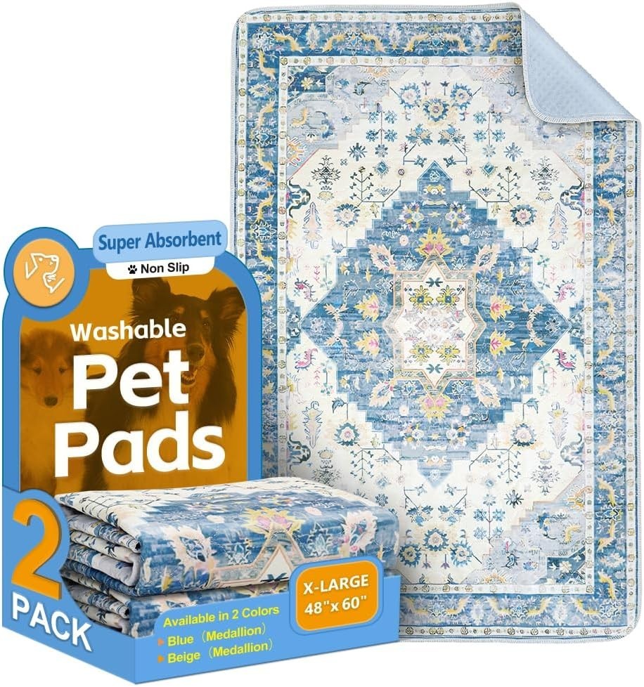 Washable Pee Pads for Dogs, 2 Pack Reusable Puppy Training Pads 60″x48″