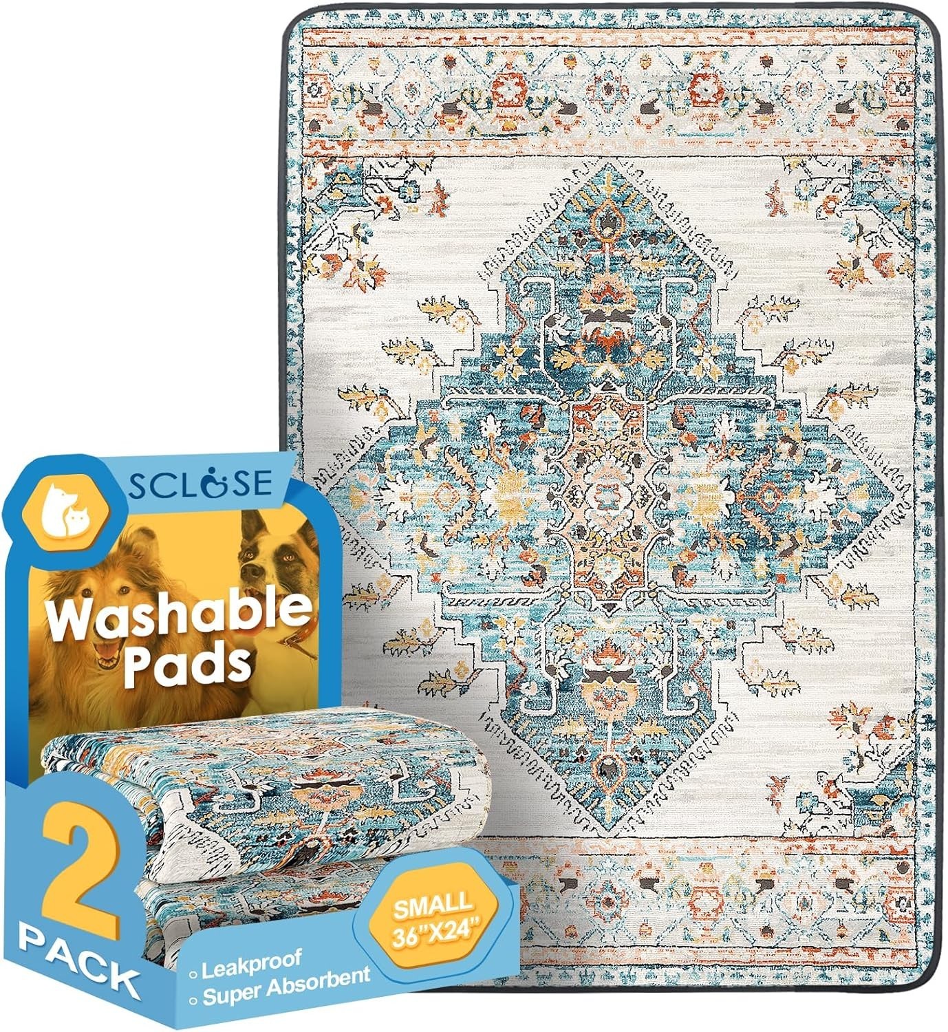 Washable Pee Pads for Dogs 1 Or 2 Pack 36″ x 24″ Reusable Puppy Pad Super Absor