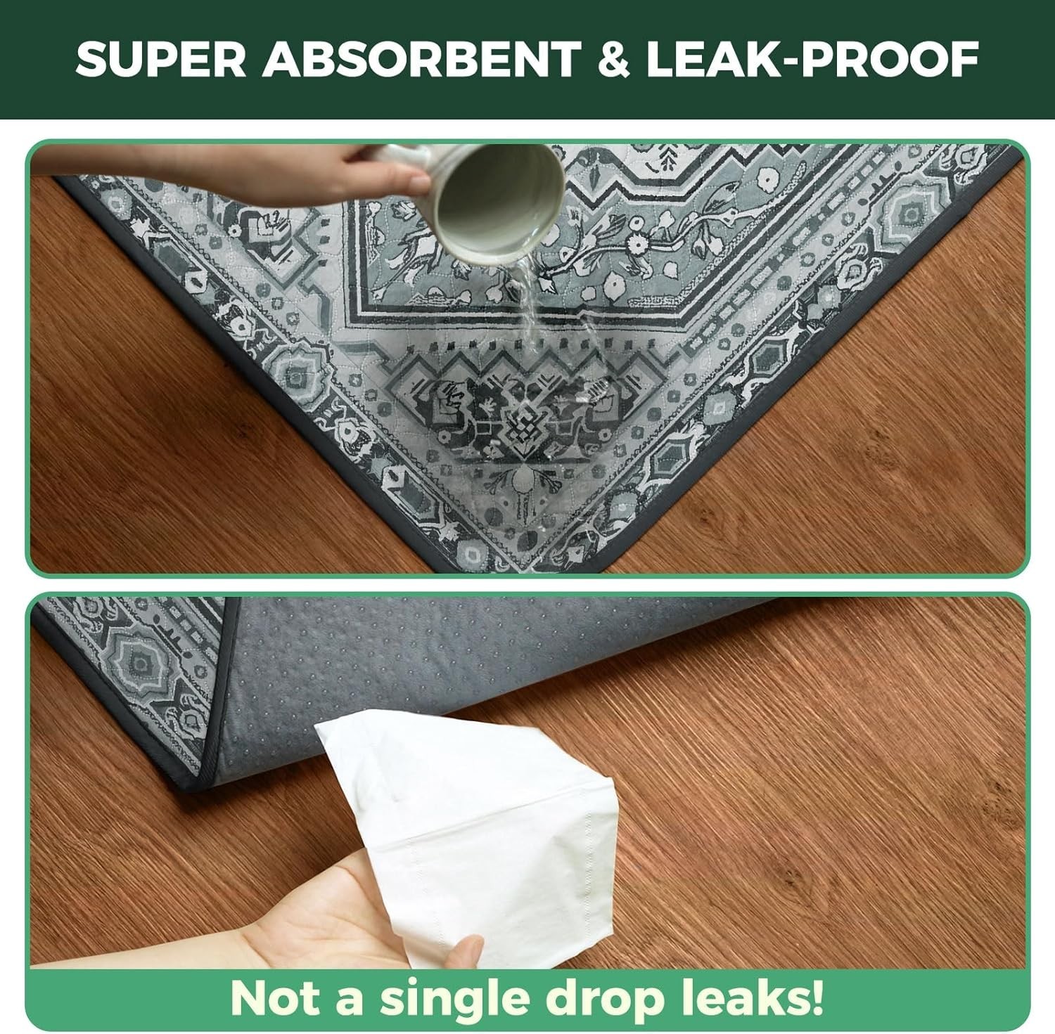 71″ Square Absorbent Dog Pads with Waterproof Shield, Boho Grey Design