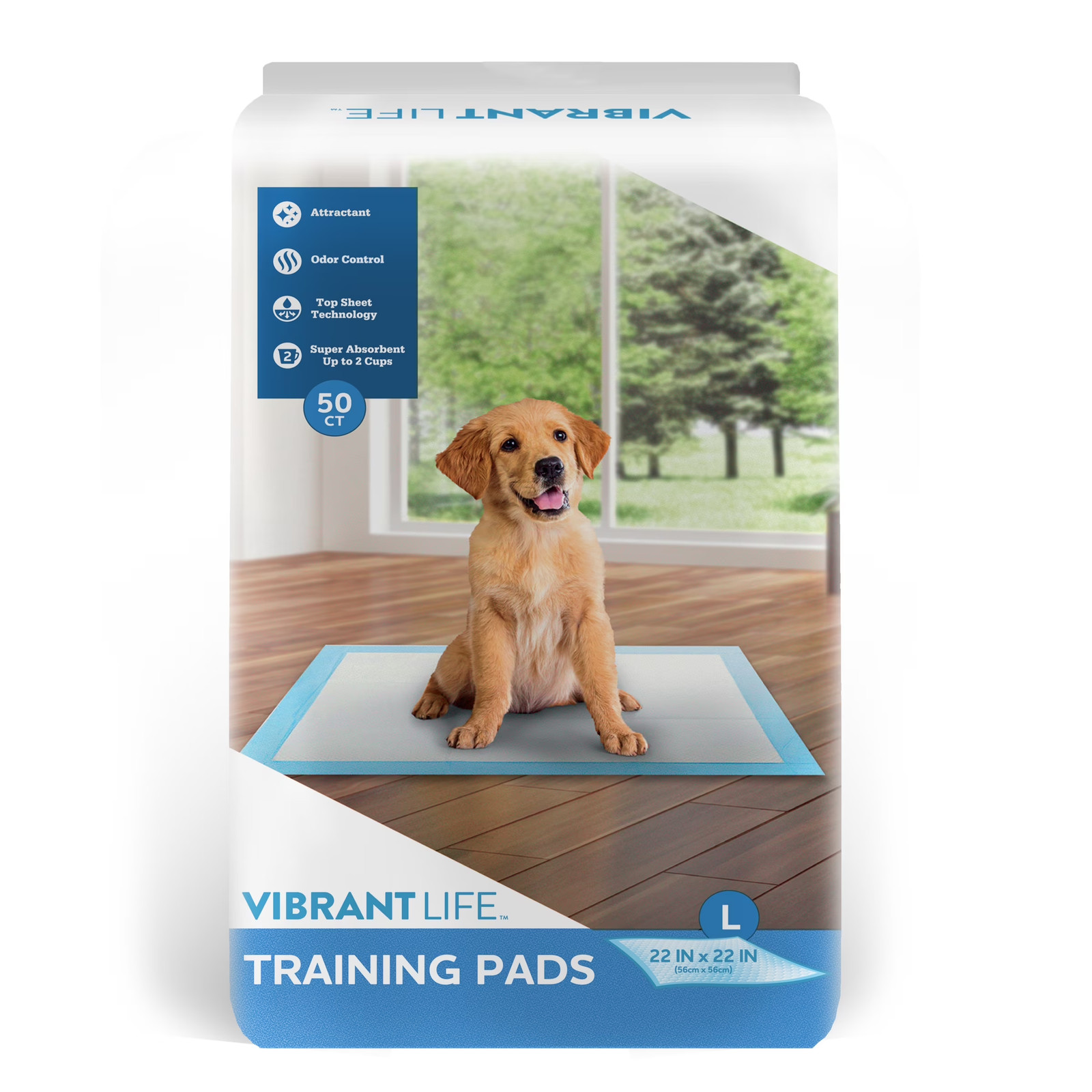 Large 5-Layer Pet Training Pads, 22” X 22”, 50 Count