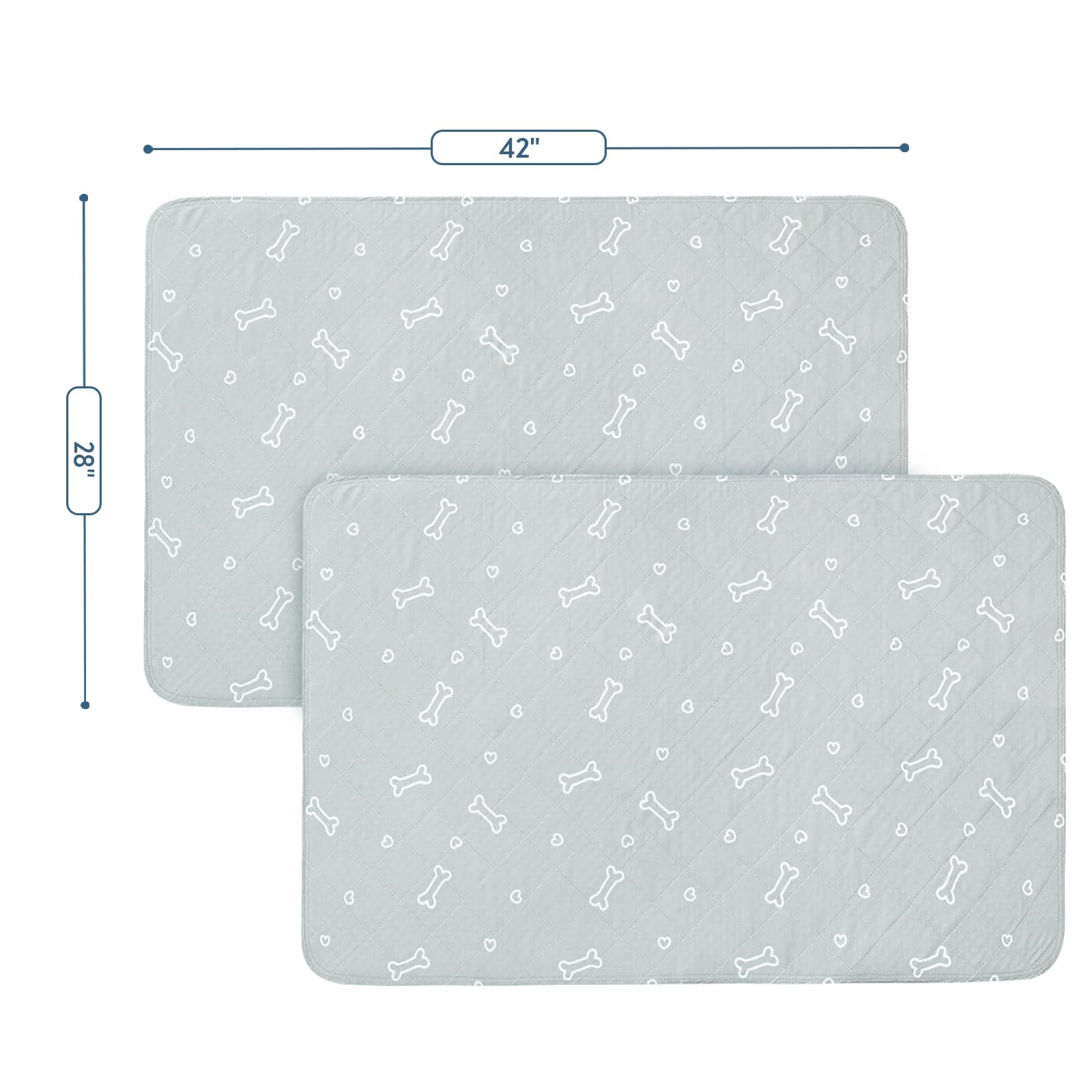 Washable Pee Pads for Dogs, 2 Pack Reusable Puppy Pads 28″ x 42″, Super Absor…