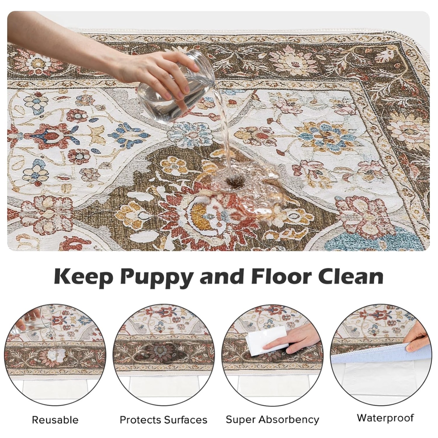 2-Pack Washable Dog Pee Pads 60″x48″ – Non-Slip & Reusable