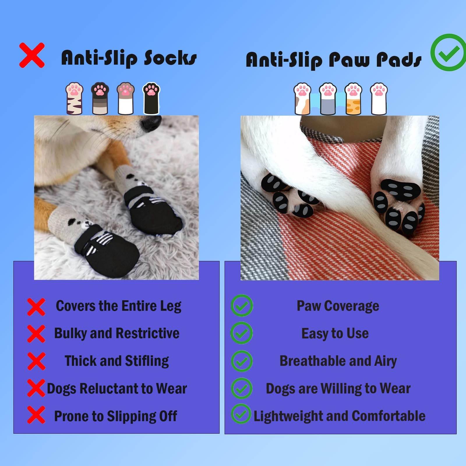 BelleVuee Dog Paw Protector L Anti Slip Pads Hardwood Floors