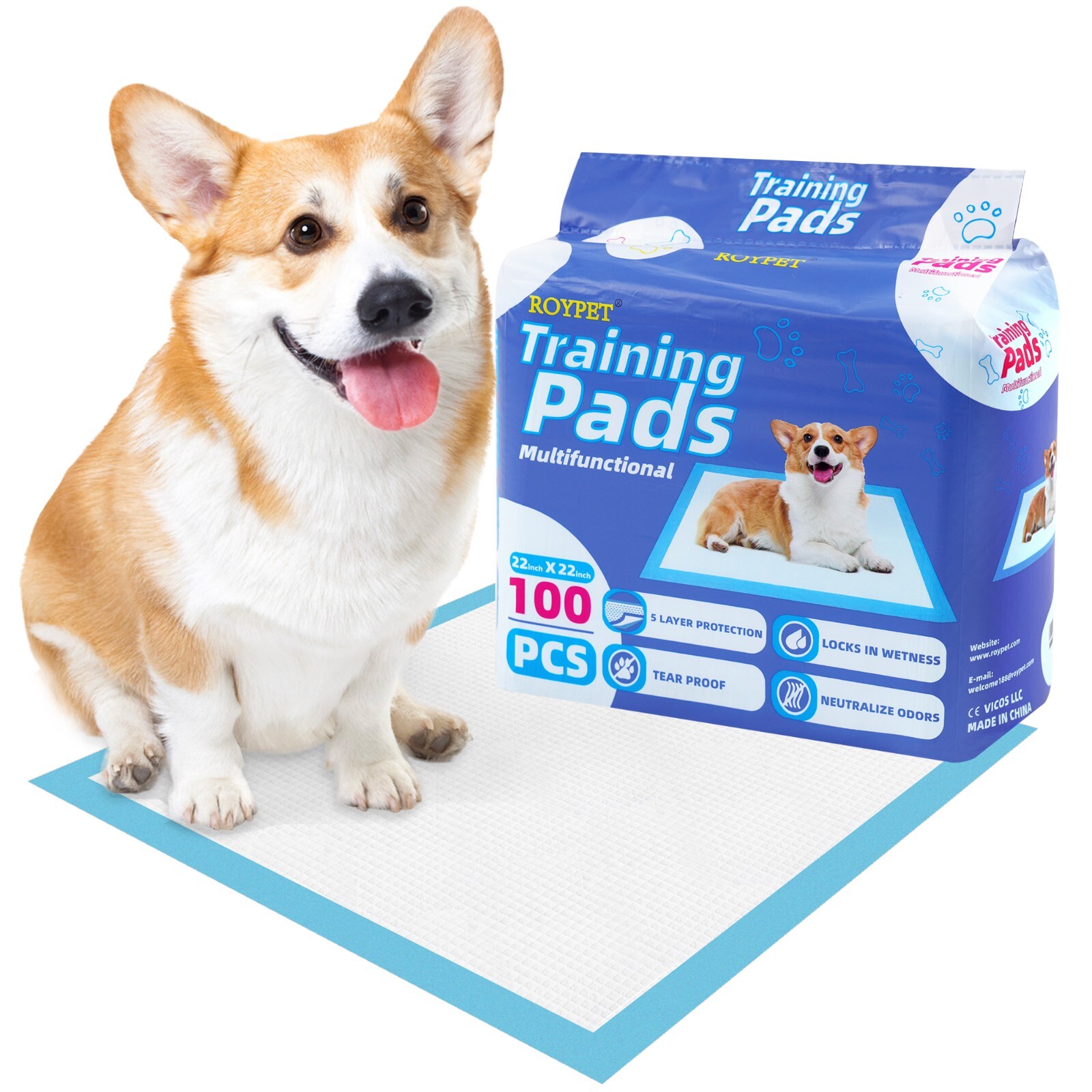 22″ x 22″ Puppy Training Pads in Bag, 100-Count