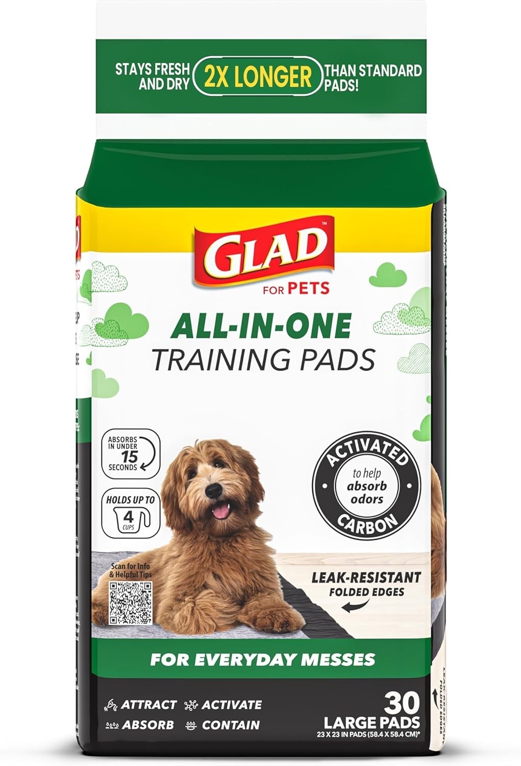 Disposable Dog Potty Training Pads – 30 Count Charcoal, Leak-Proof & Large Size