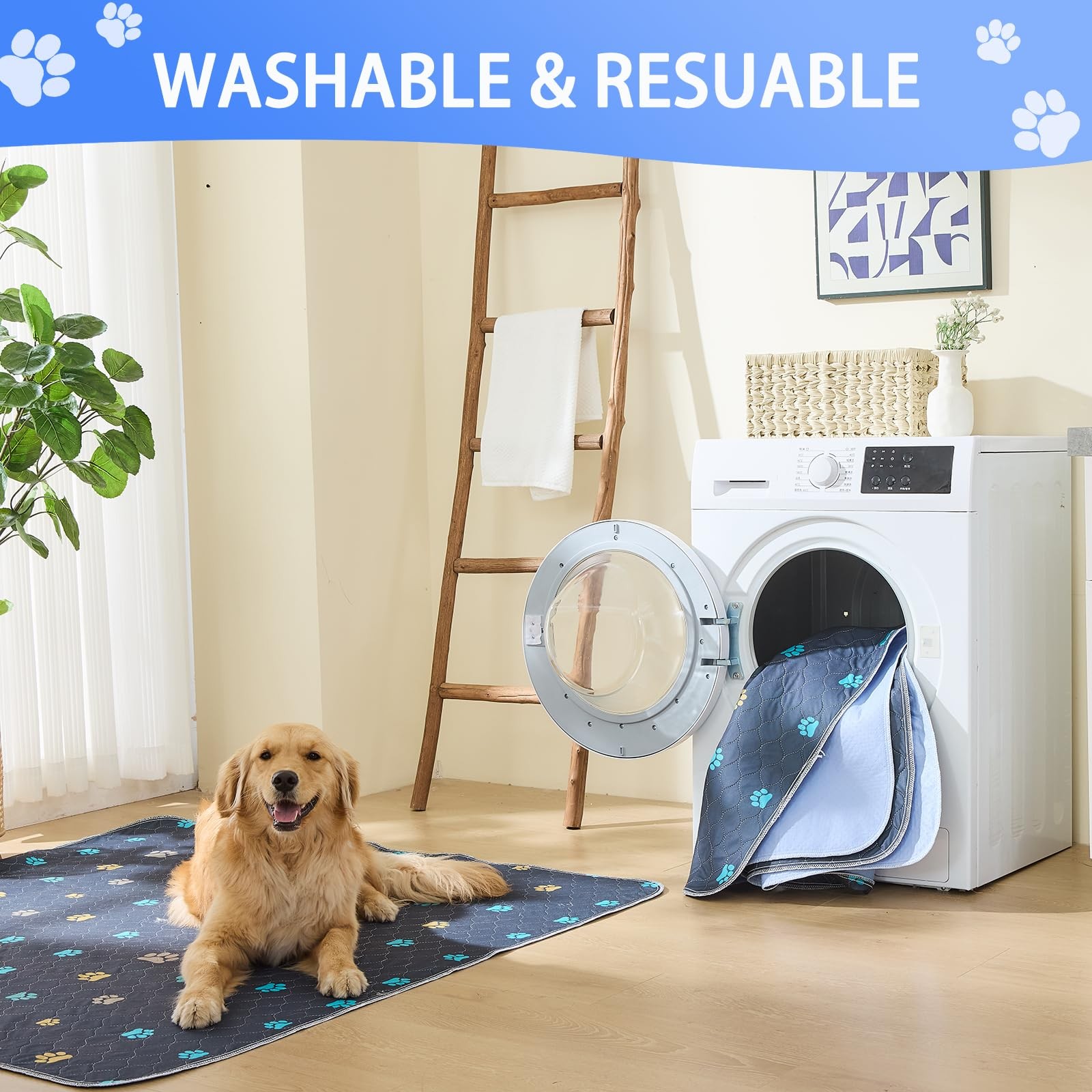 Aitmexcn Washable Puppy Dog Pee Pad, 2PCS 100% 24*36”-2pcs, Colour Paws