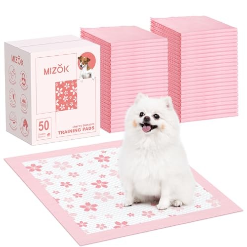 MIZOK Pink Puppy Pads 22x22in 50ct Adhesive Dog Training Wee Wee Pee Pads