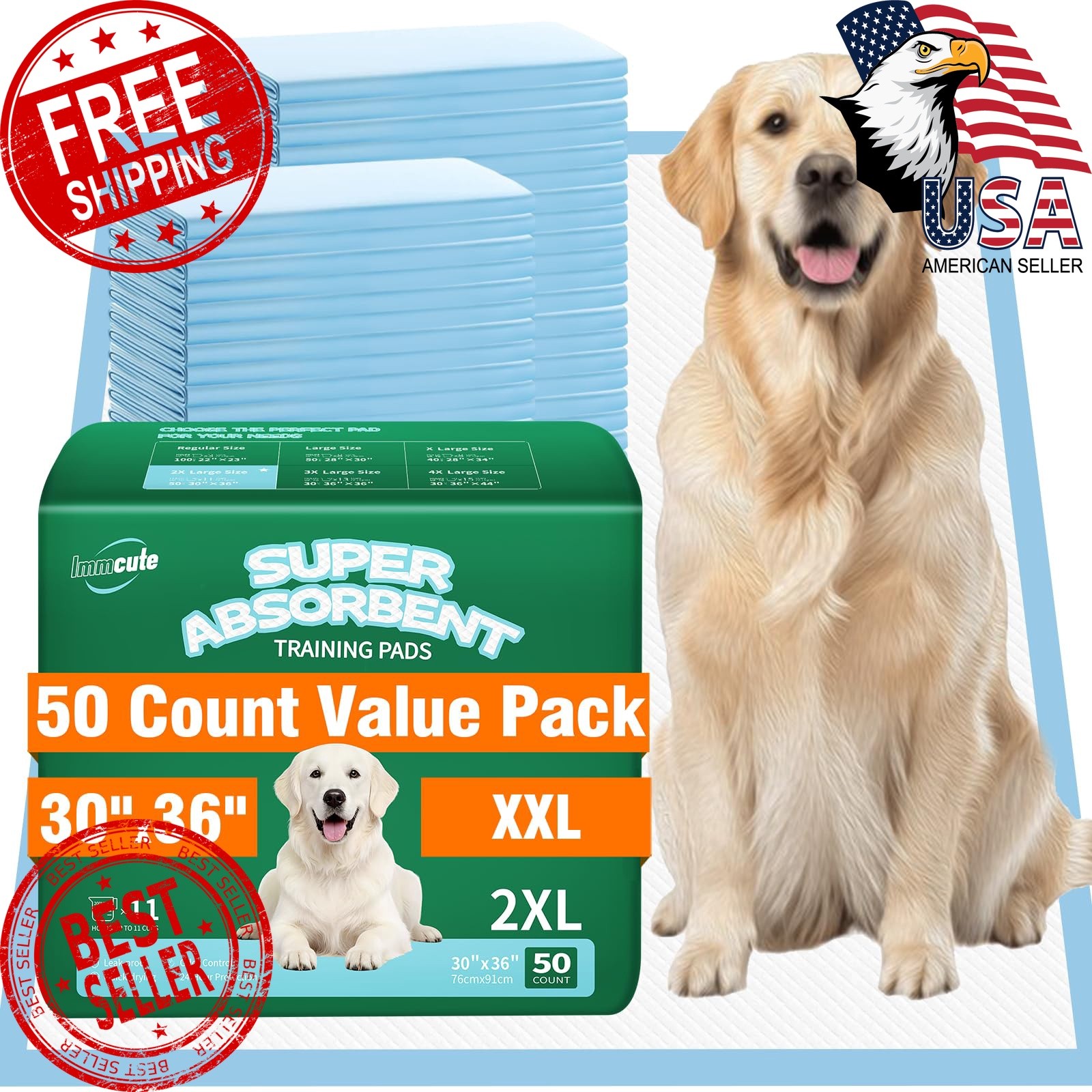 IMMCUTE dog pee pads XXL 50 Ct