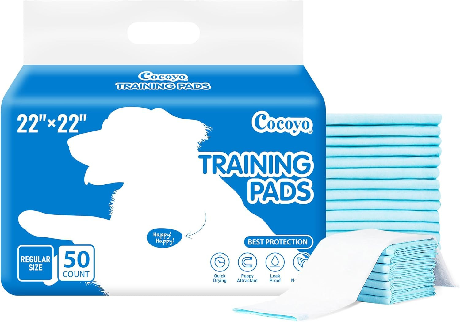 Best Value 22″X22″ Dog Training Pads 50 Count | Dog Pee Pads | Super Absorbent P