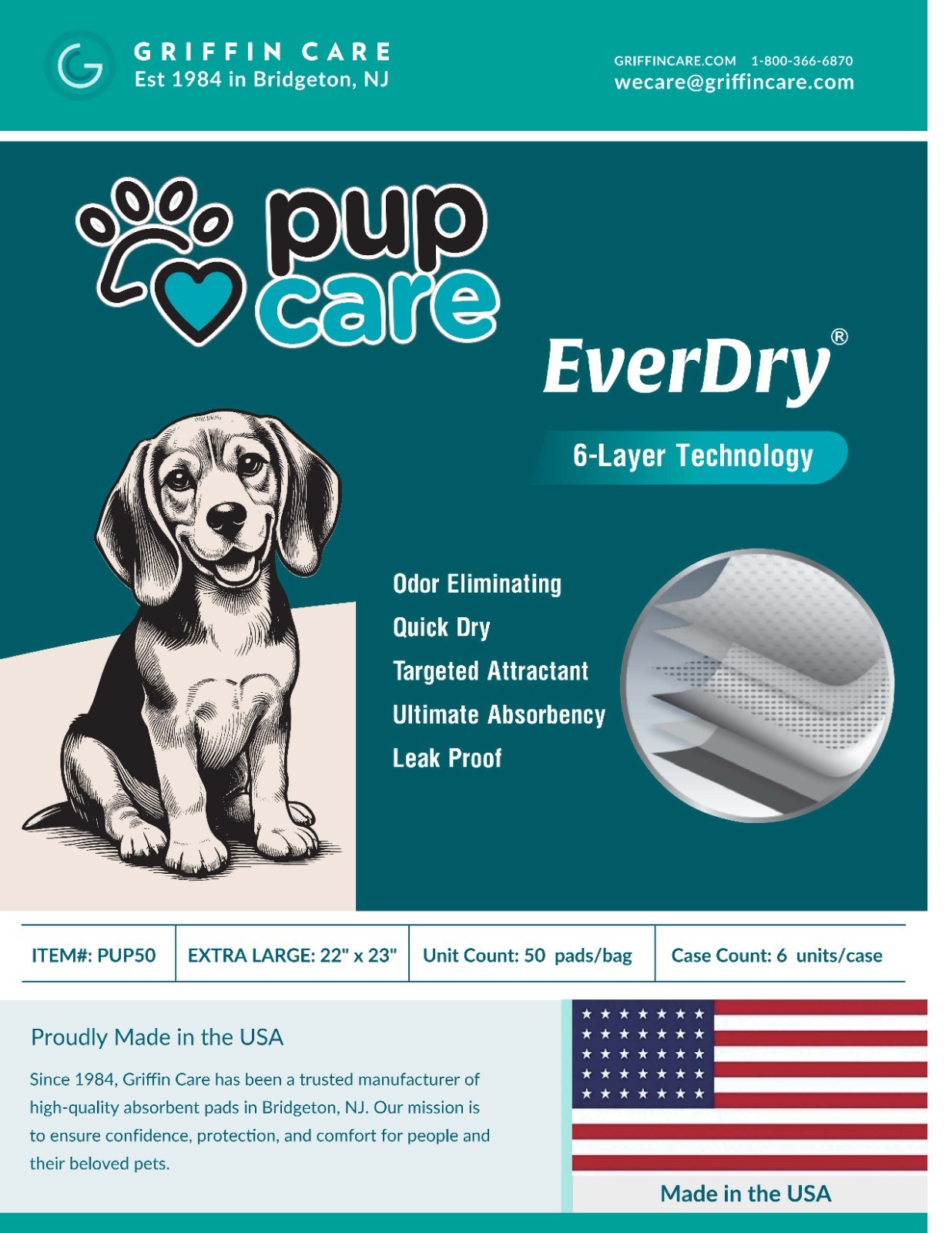 Pup Care Puppy & Dog Training Pads 22 x23 300ct (6 bags of 50ct)