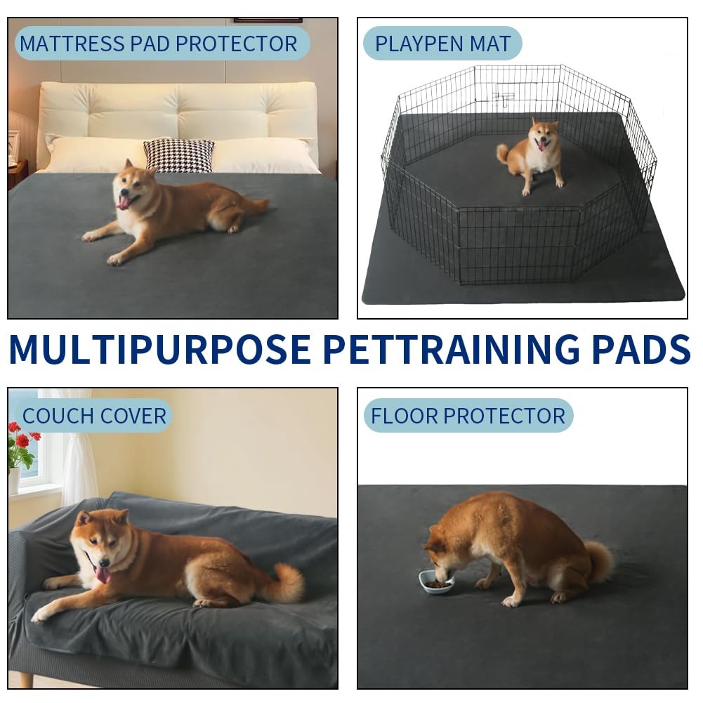 Dog Pee Pads Reusable 72×72 Inch, Fast Absorbent Puppy Pads with Washable, Wa…