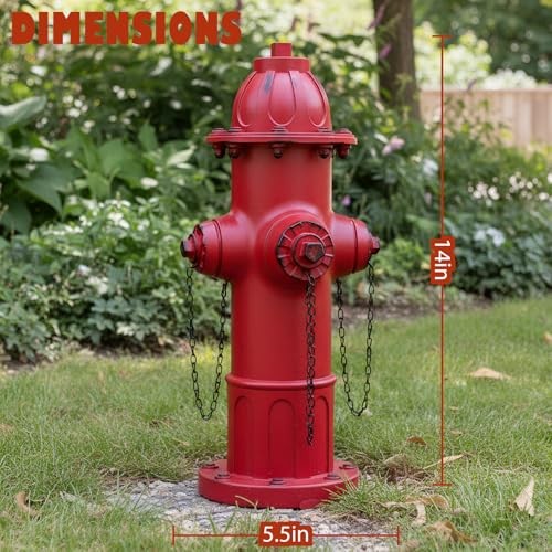 Elenon Garden Fire Hydrant Outdoor Statue Decorative for Dog to Peed Silver Red