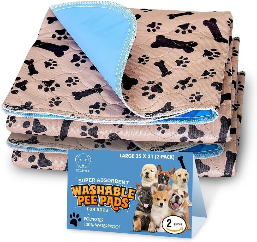 Super Absorbent Washable Pee Pads for Dogs Large 35 X 31 (2-Pack) Puppy Pads Pet