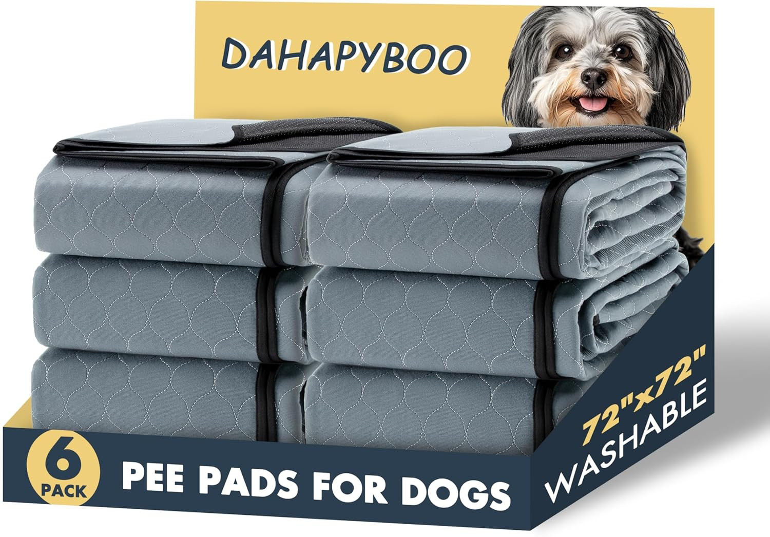 Extra Large Washable Pee Pads for Dogs,6Pack Reusable Puppy Pads for Dogs,72X72