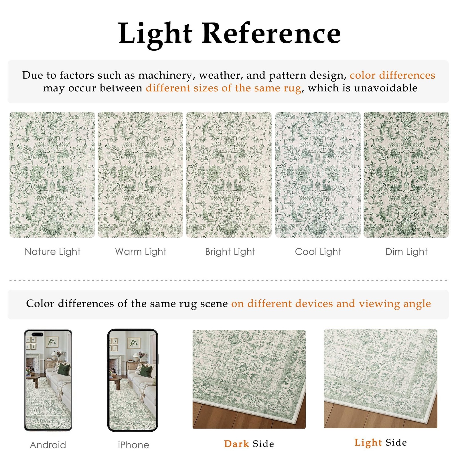 PureCozy Sage Green Area Rug 5×7 Vintage Floral Farmhouse | Washable, Non Sli…