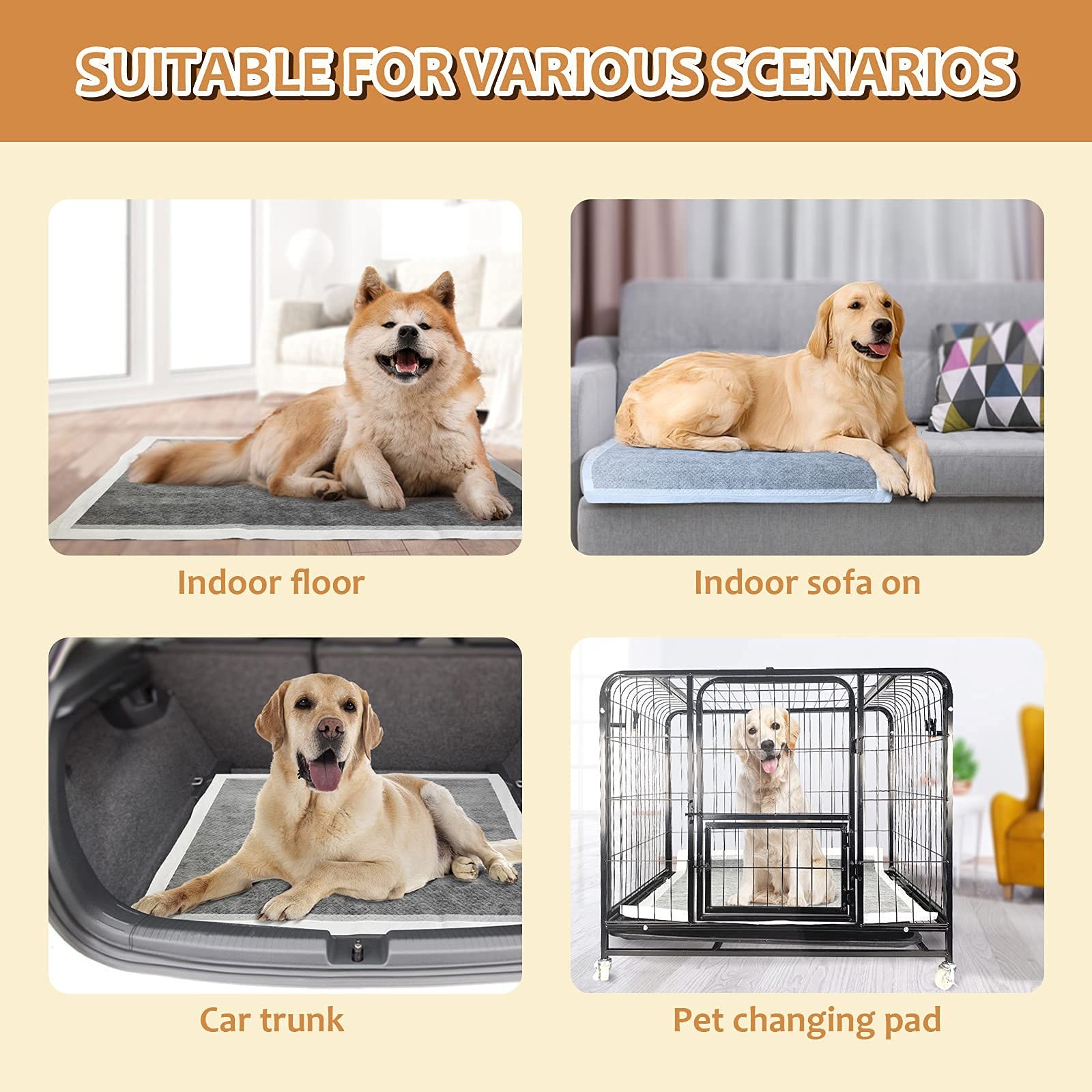 HIDOGGYLD Charcoal Puppy Pads with Adhesive Tape, Dog Pee Pads Extra Large 28…