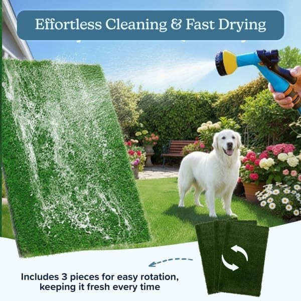 Artificial Grass Puppy Pee Pad for Dogs Set of 3 20″ x 30″ Reusable Washable
