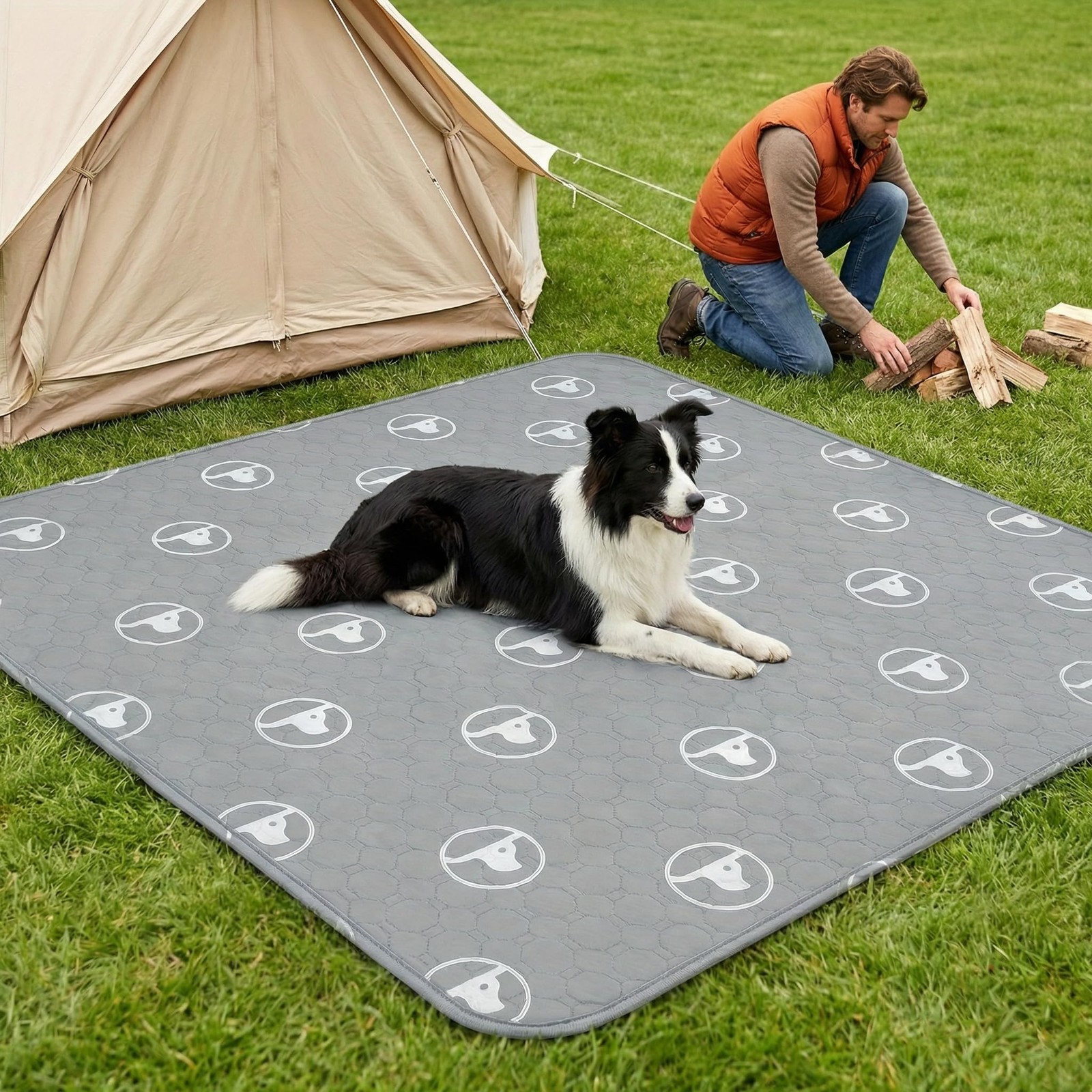 2 Pack NonSlip 36×36 Inch Pet Playpen Mat 3Layer Comfort Washable Gray
