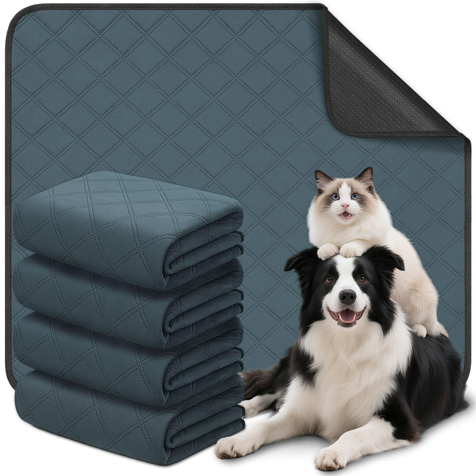 Washable Reusable Pet Pee Pads, Absorbent Non-Slip Training Mat for Dog Cat R…
