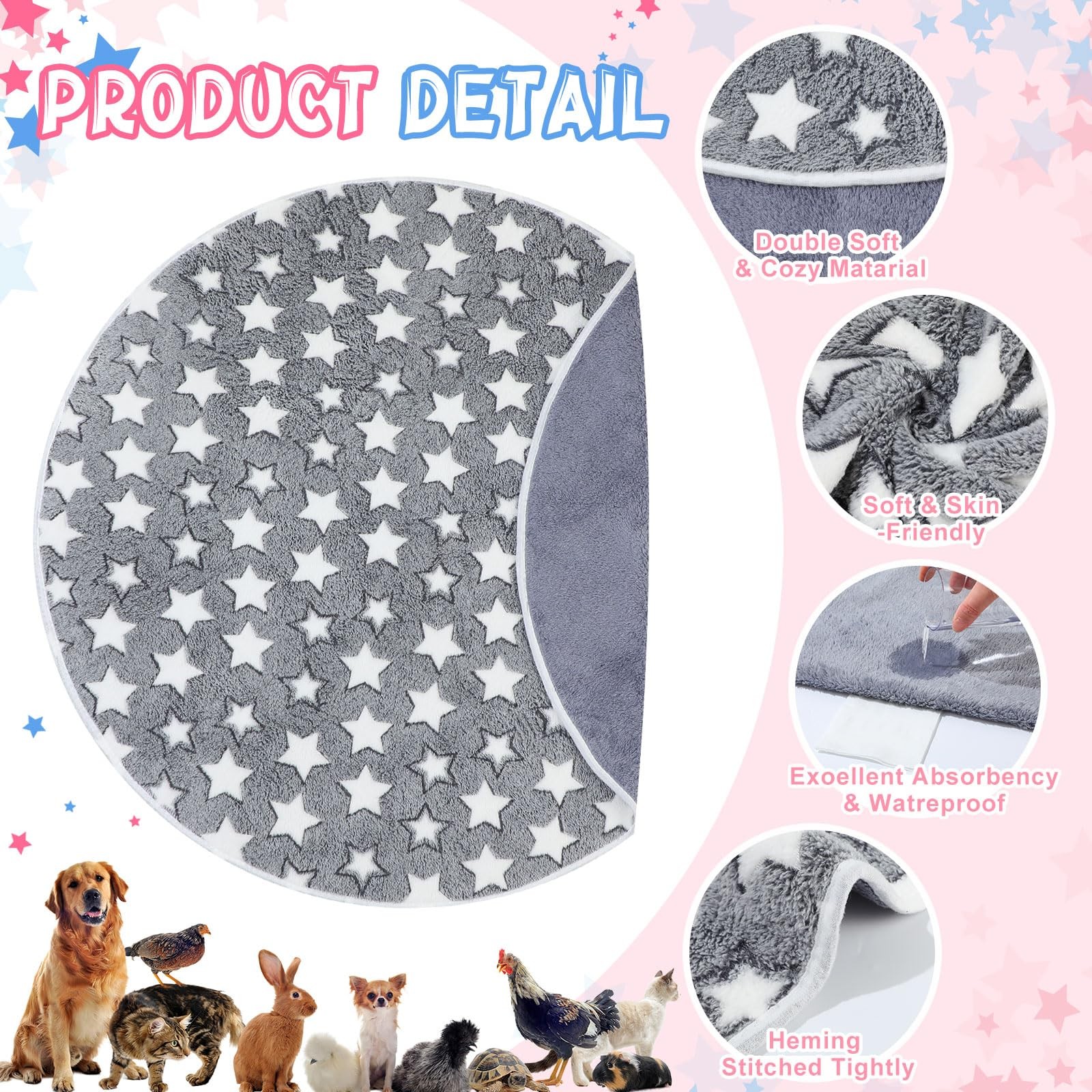 Hahafelt 4 Pcs Round Whelping Pee Pads Washable for Dogs Waterproof Pet Train…