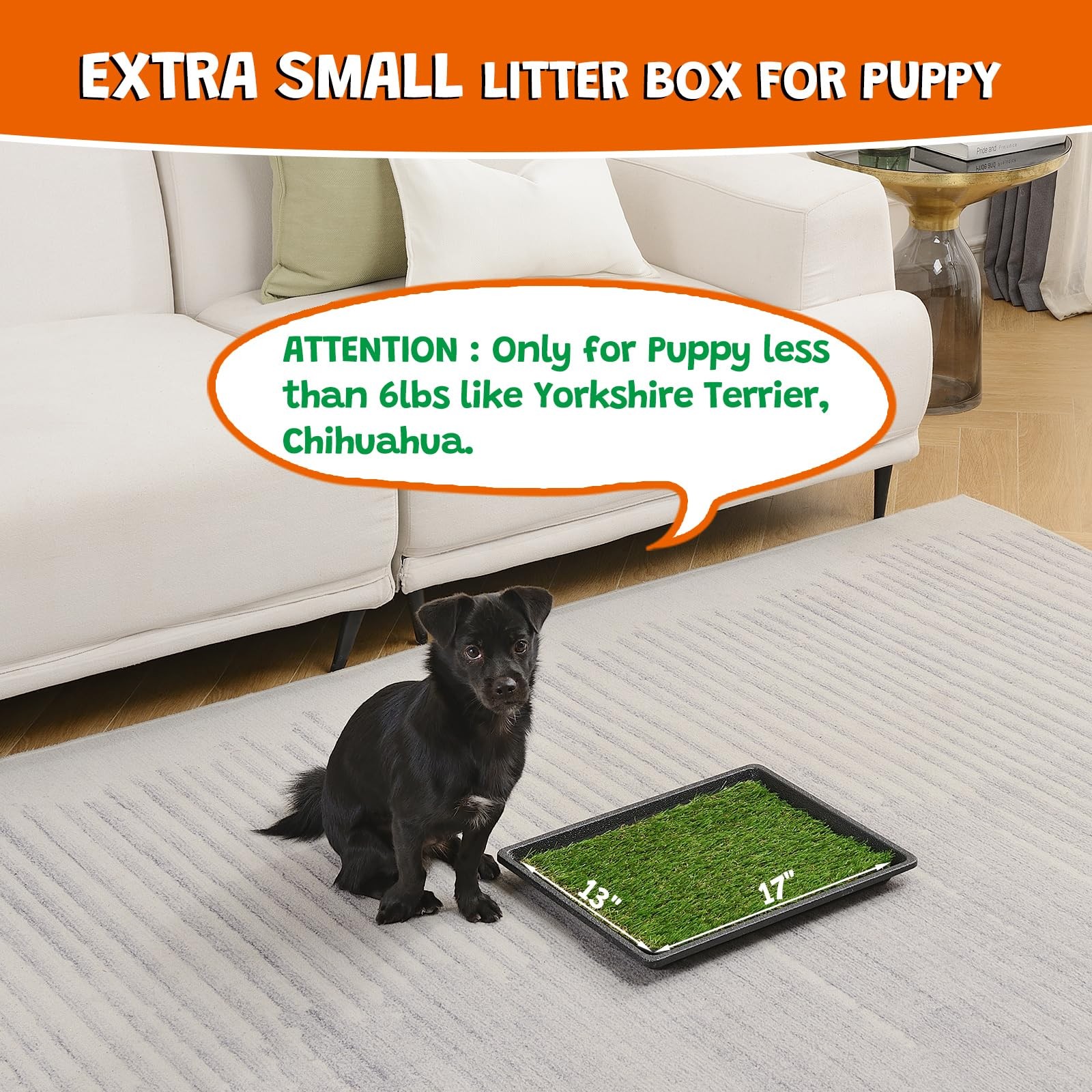 Dog Grass Pee Pads for Dogs with Tray | Extra Small 17 x 13 in for Puppy Less…