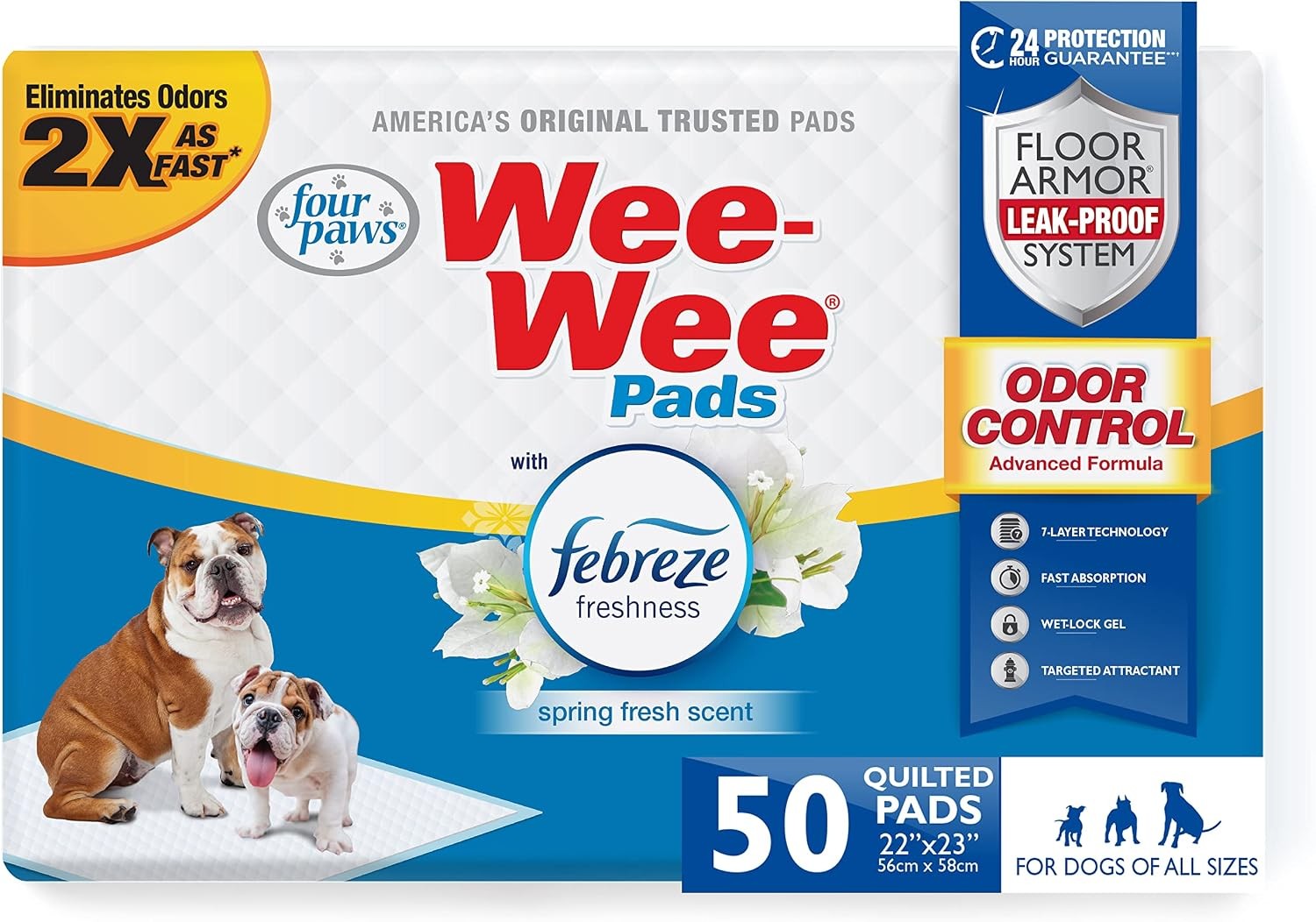 Wee-Wee Odor Control Dog Pee Pads with Febreze Freshness