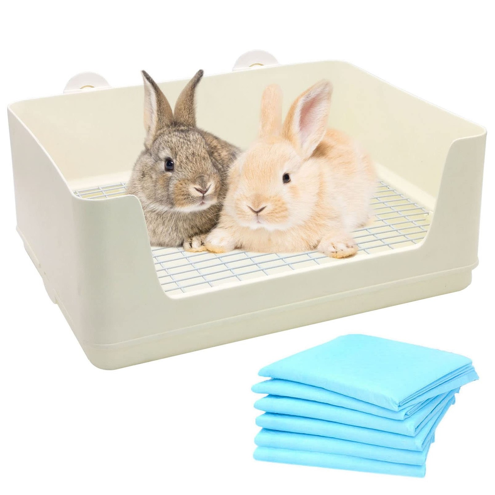 Fhiny Large Rabbit Litter Box for Cage, Plastic Guinea Pig Ltter Pan with 6 P…