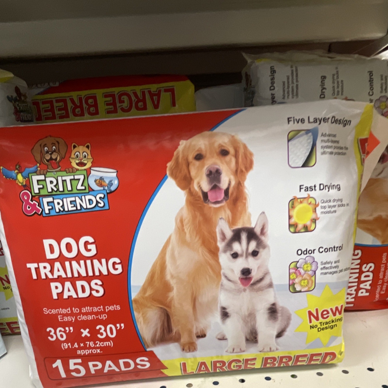 Fritz & Friends Large Breed Training Pads 36″x30″ 15 Five Layer Odor Control