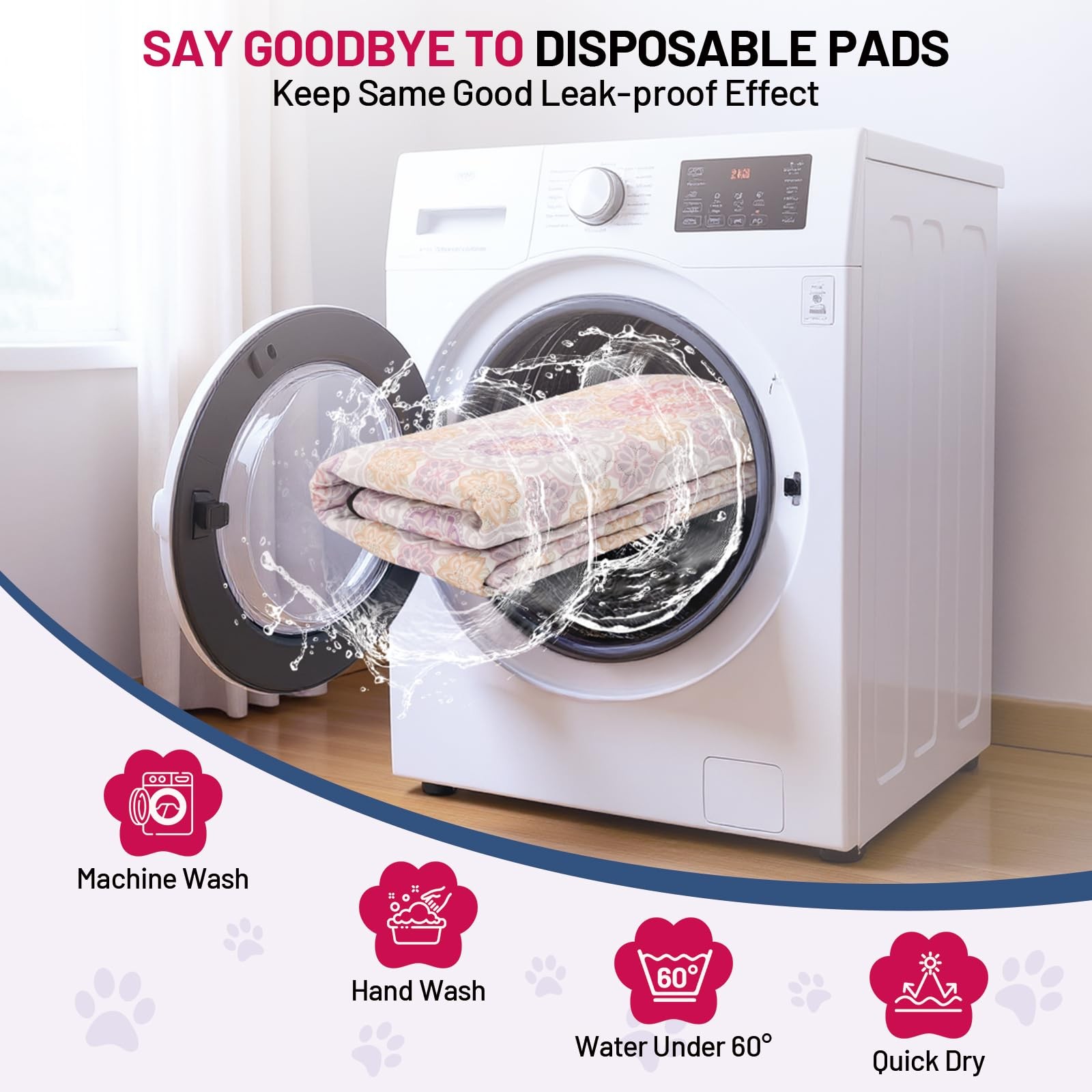 Dog Pee Pads 24×48 – Absorbent Reusable Waterproof Non-Slip 2 Pack – Ideal