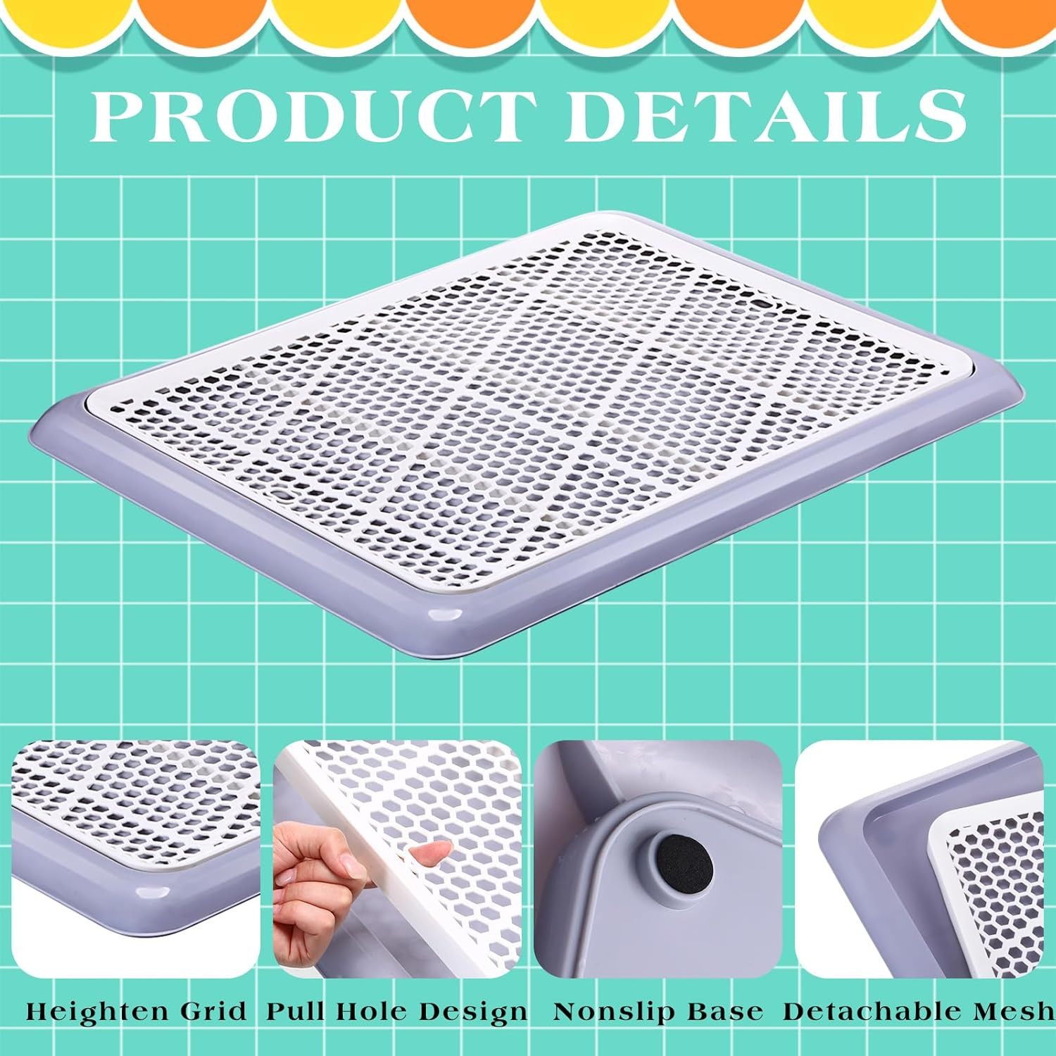Dog Potty Tray Set – Portable Pee Pad Holder for Medium & Large Dogs, Gray