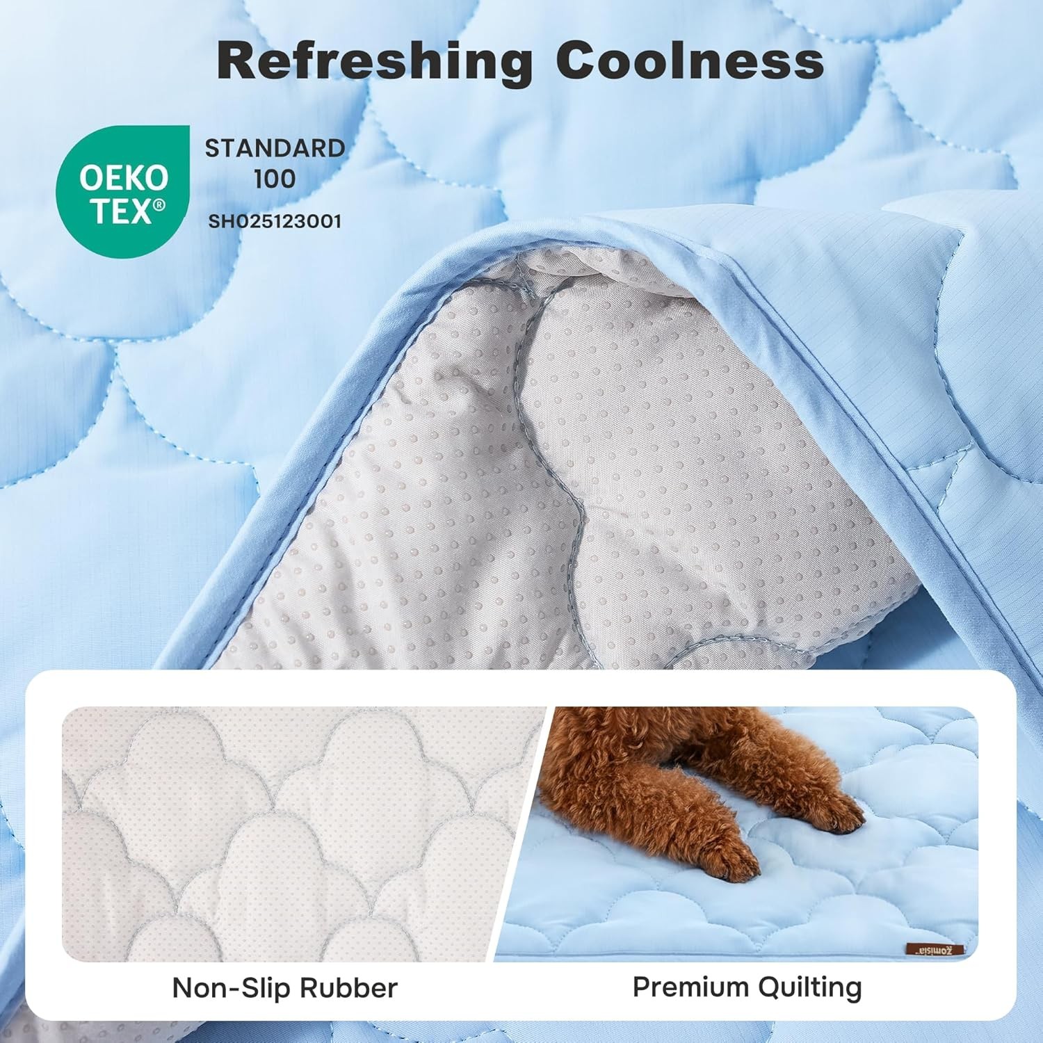 ZOMISIA Dog Cooling Mat for Extra Large Dogs, Q-Max 0.5 Thin Breathable Crate Pa