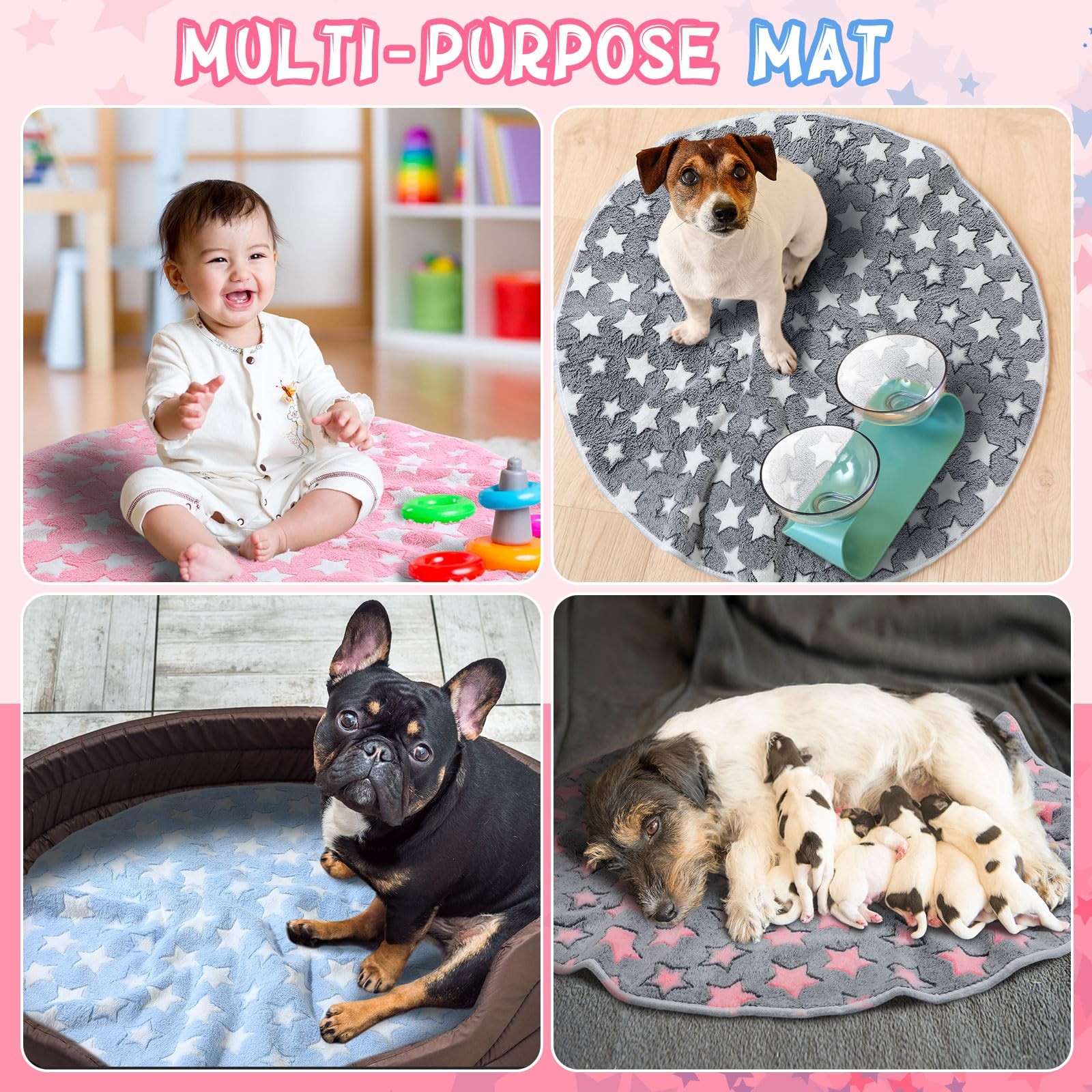 Hahafelt 4 Pcs Round Whelping Pee Pads Washable for Dogs Waterproof Pet Train…
