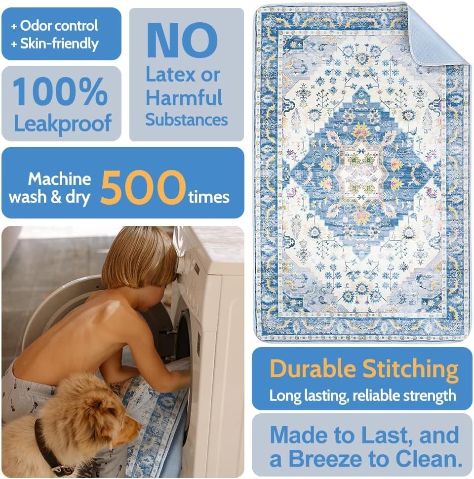 Washable Pee Pads for Dogs, 2 Pack Reusable Puppy Training Pads 60″x48″