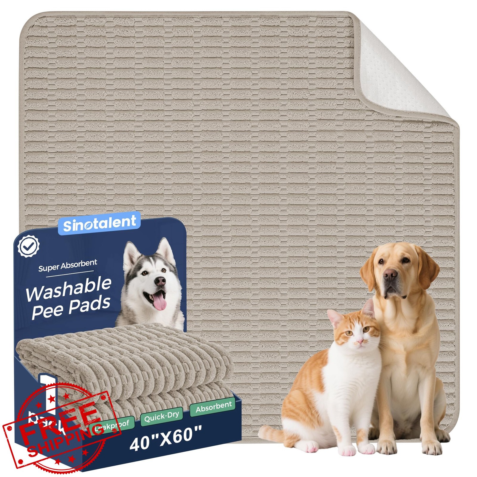 Sinotalent Washable Pee Pads Brown 40″x60″(Pack of 1)
