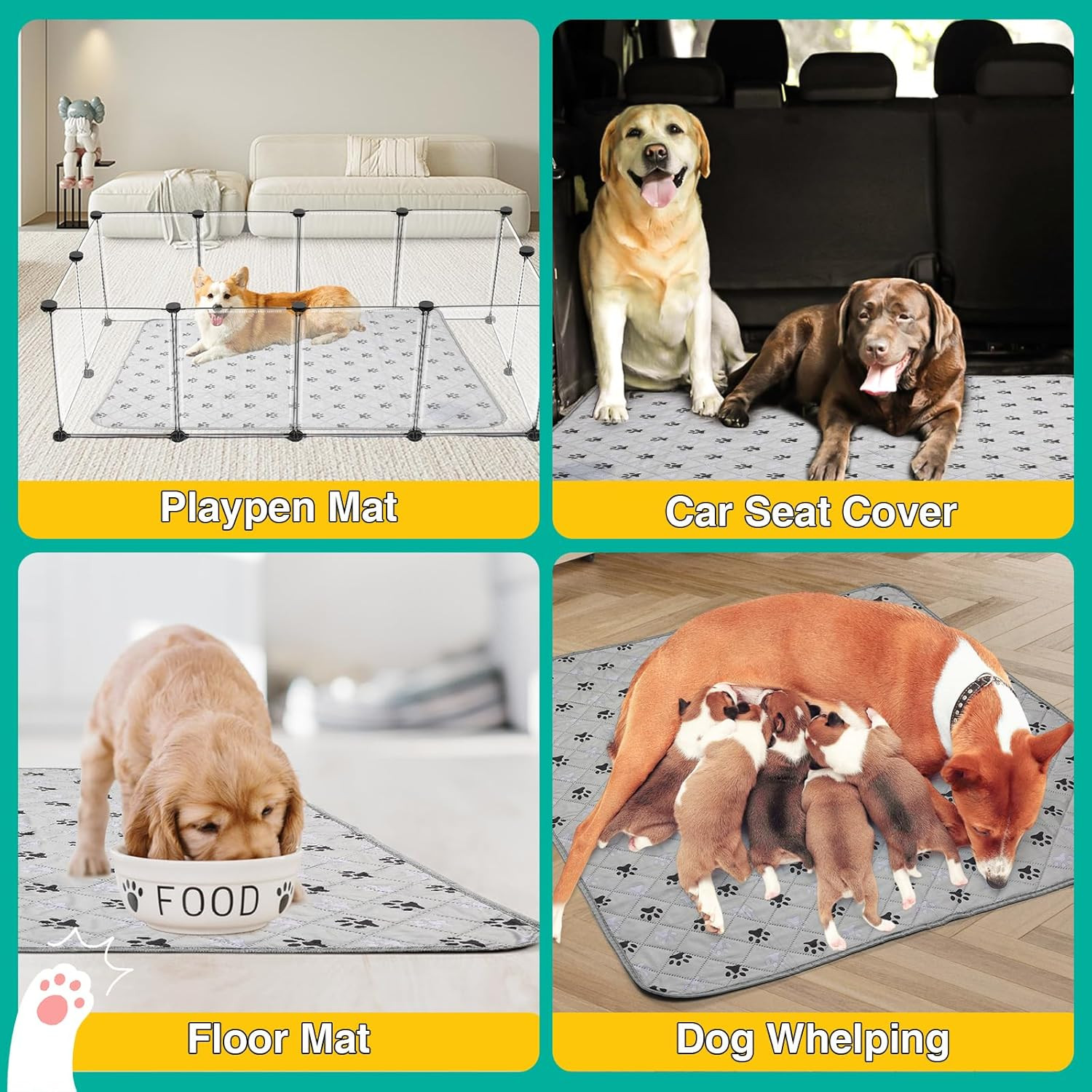2 Pack Extra Large 72″X72″ Washable Pee Pads for Dogs Super Absorbent Dog Traini