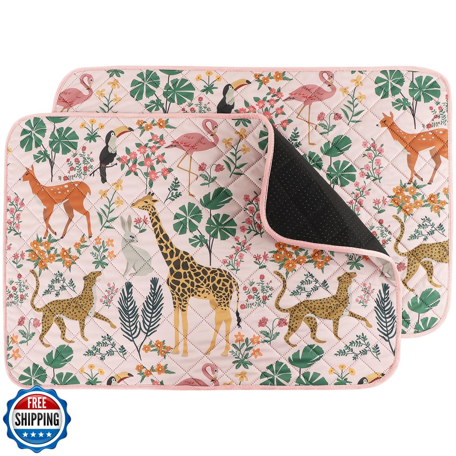 IEUUMLER Washable Pee Pads for Dogs, 2 Pack Forest Pattern Reusable Waterproo