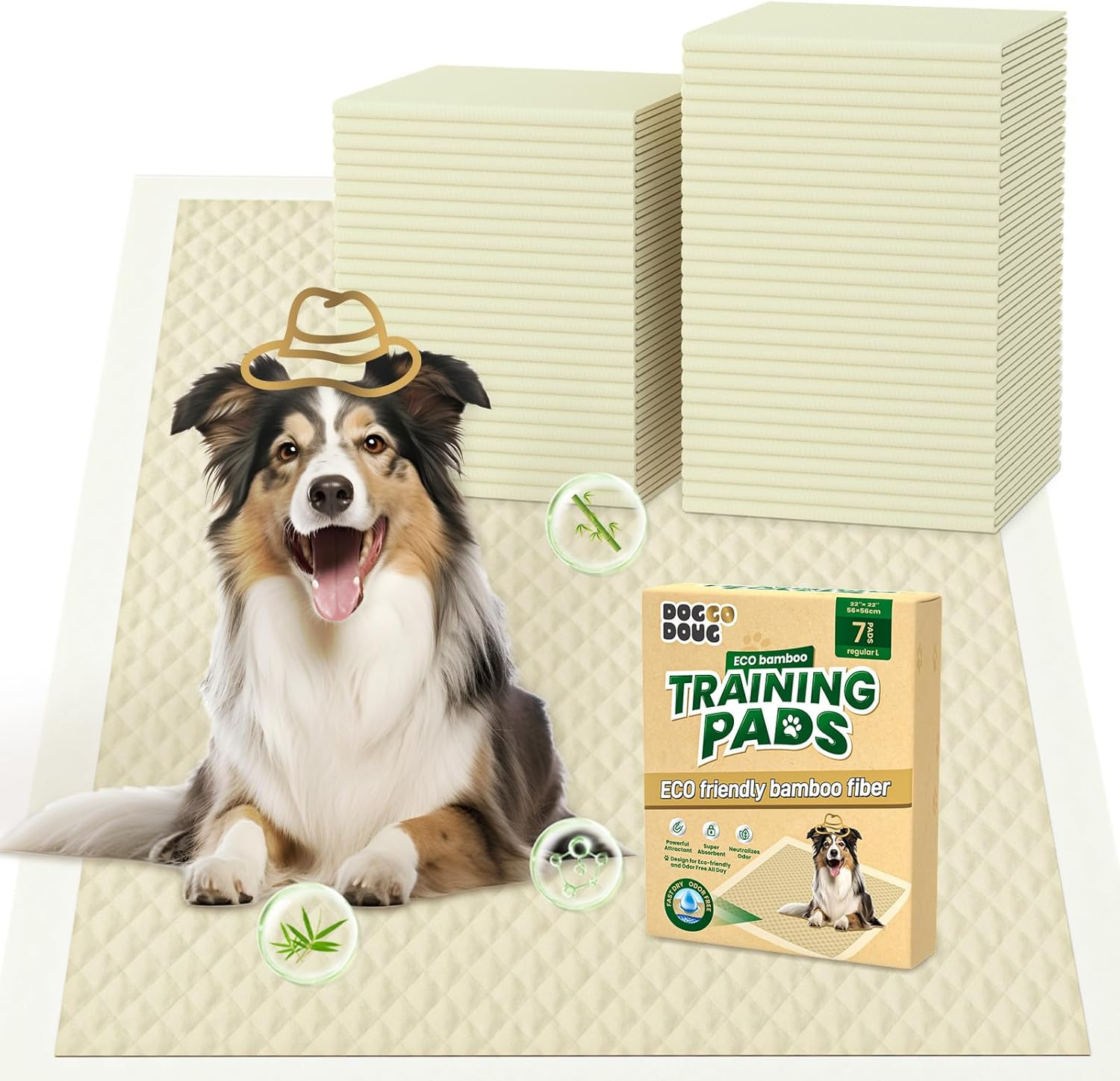 Leakproof Puppy Pee Pads 22×22″ Small 7ct | Bamboo Deodorizing Super Absorbent