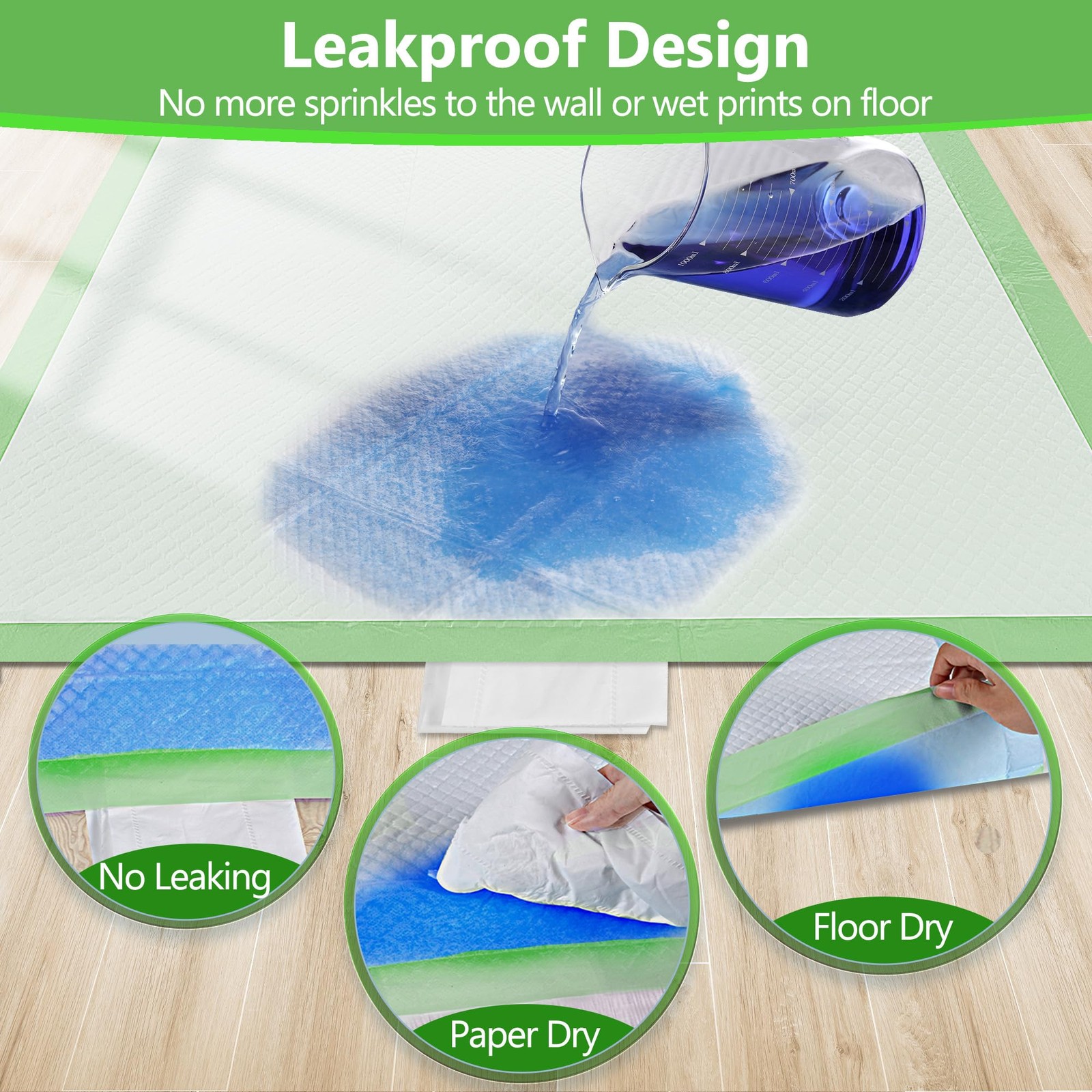 Gimars XL 6-Layer Ultra Absorbent 1200ml 48-Hour Leak-Proof Dog Pee Pads, Qui…