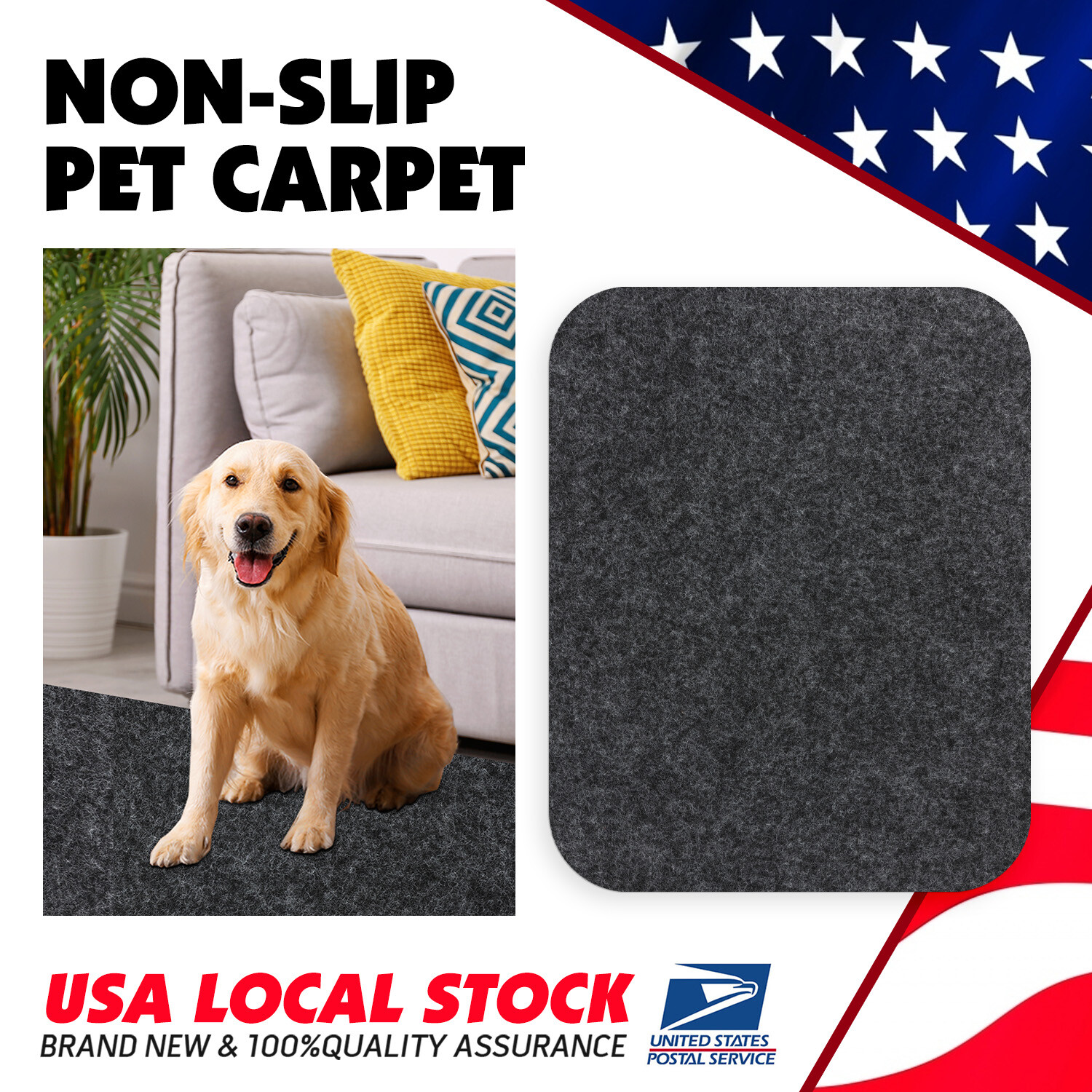 Non Slip Home Pet Carpet Mat Floor Carpet Protector Anti Slip Gray 39″x71″ New